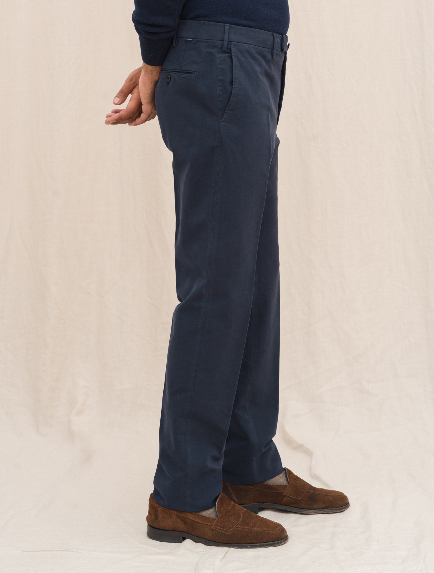 Doeskin Regular Fit Trousers Navy Incotex Trousers Gabucci