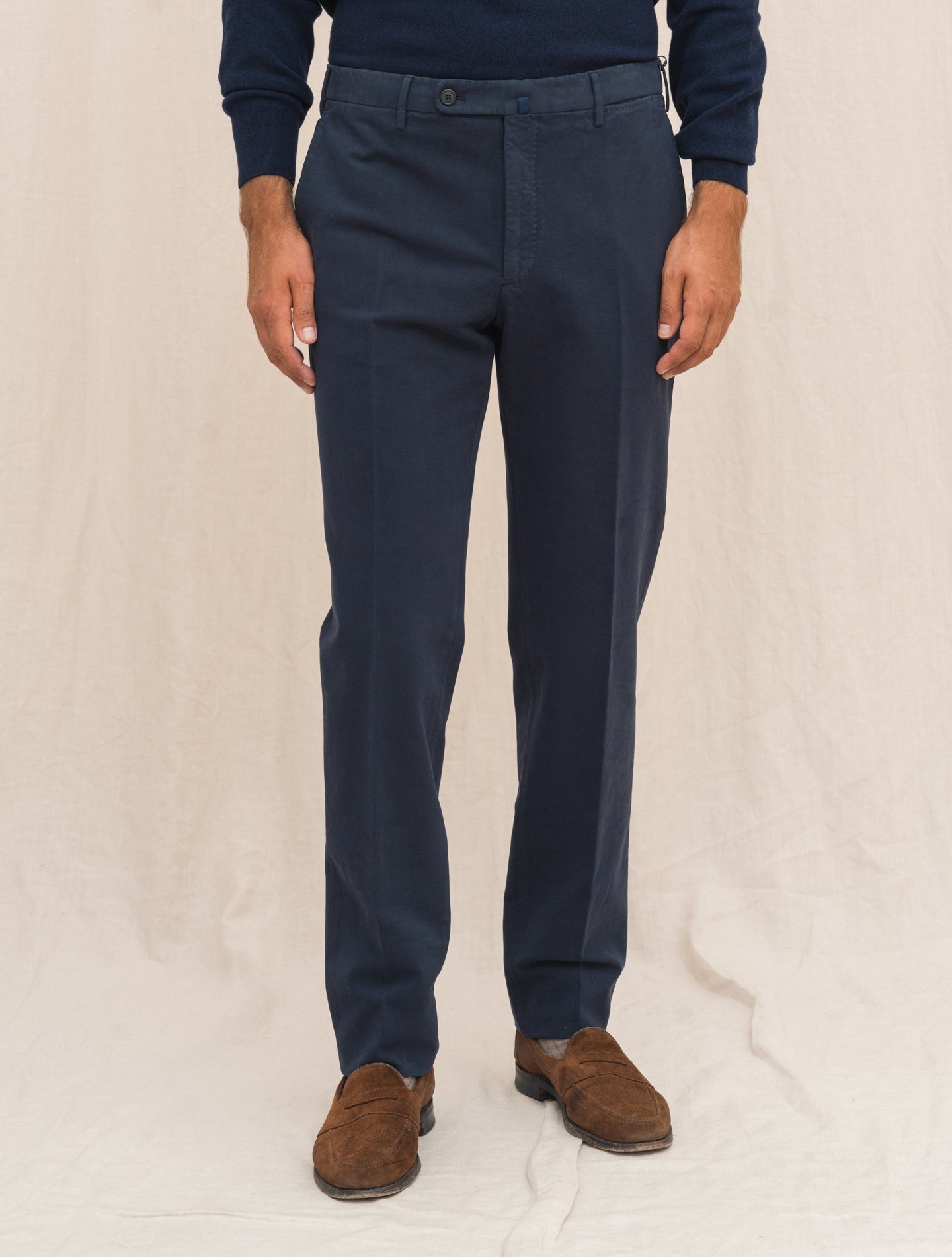 Doeskin Regular Fit Trousers Navy Incotex Trousers Gabucci