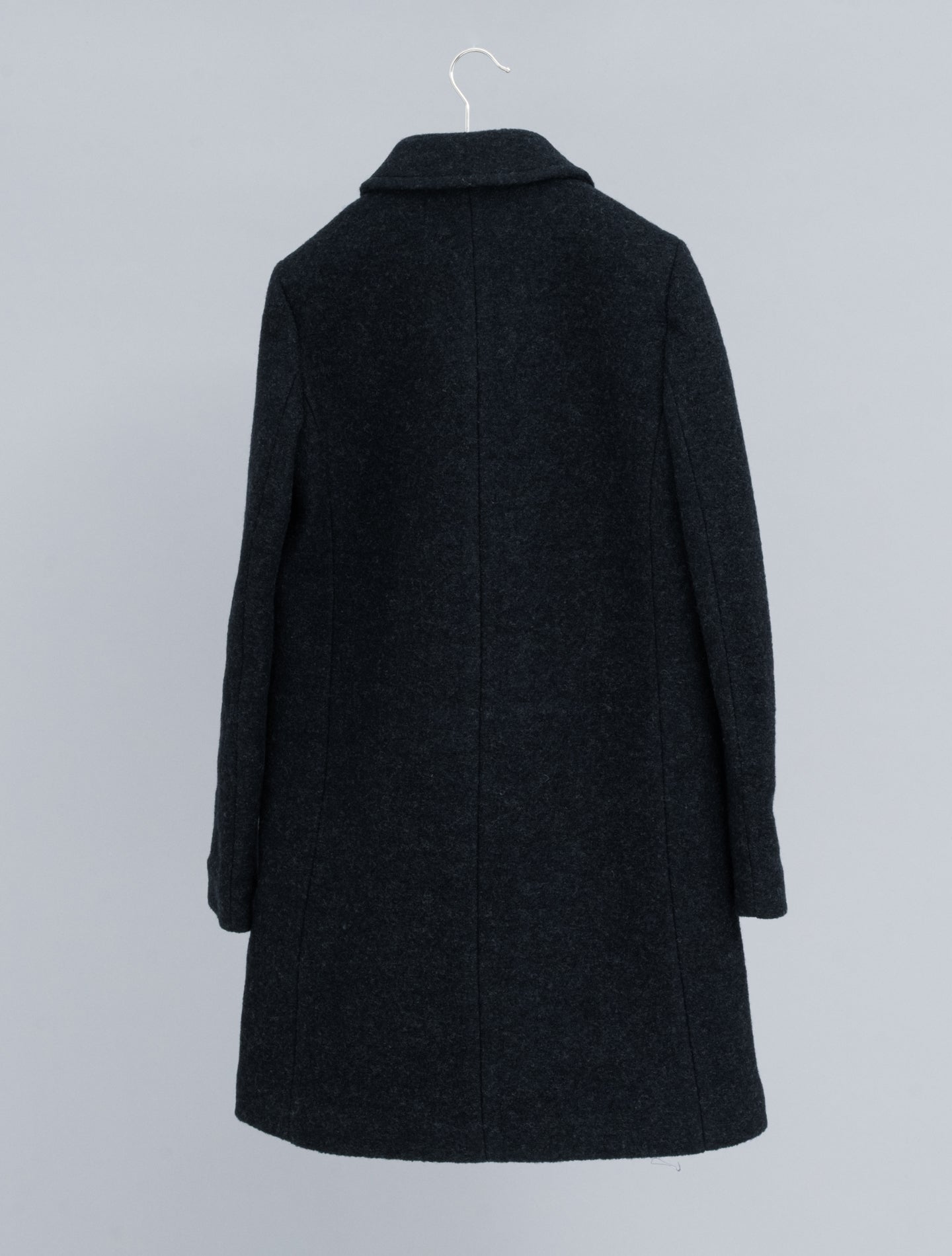 Double Breasted Boiled Wool Coat Navy Melange Aspesi Outerwear IT 38