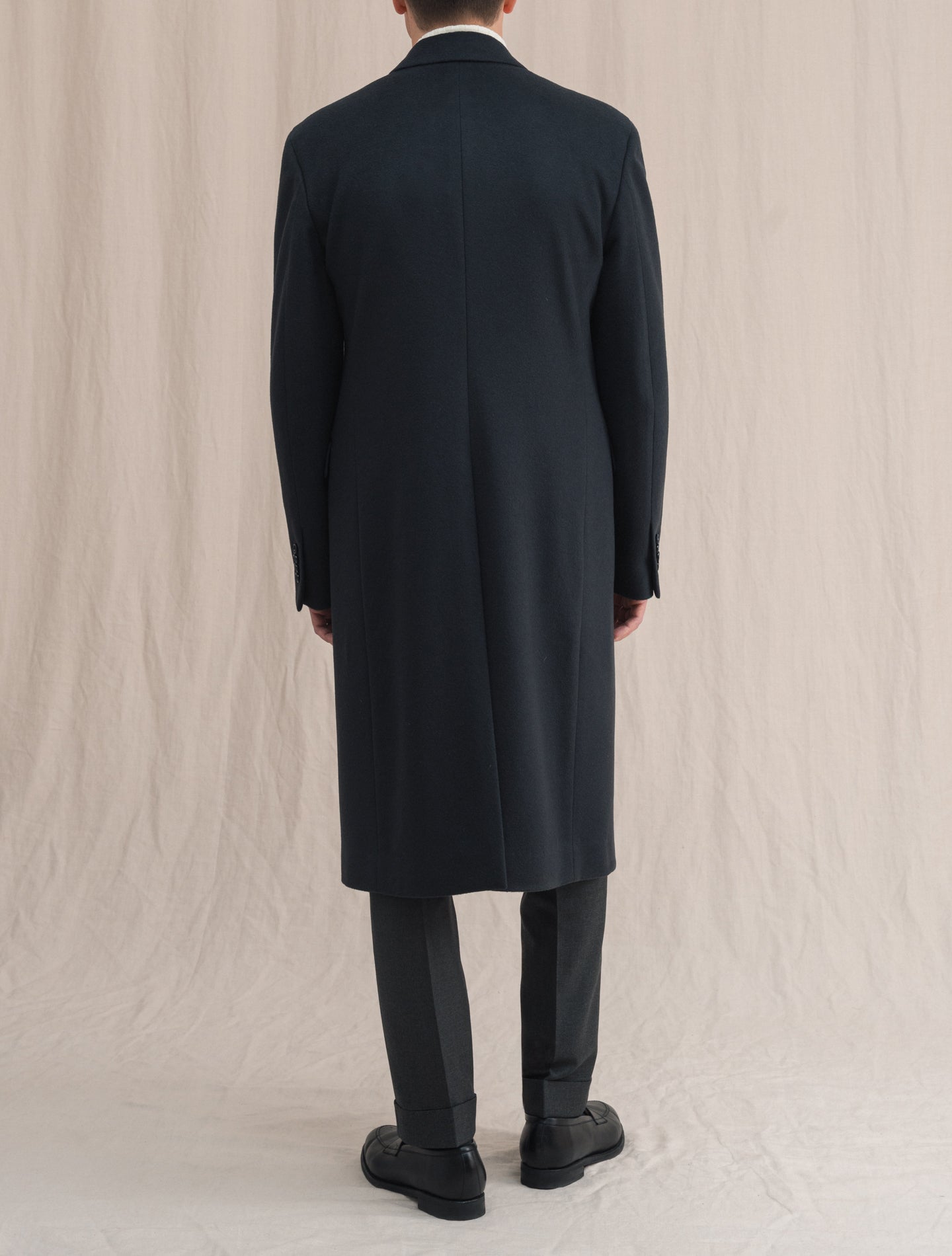 Double Breasted Cashmere Coat Navy | Gabucci