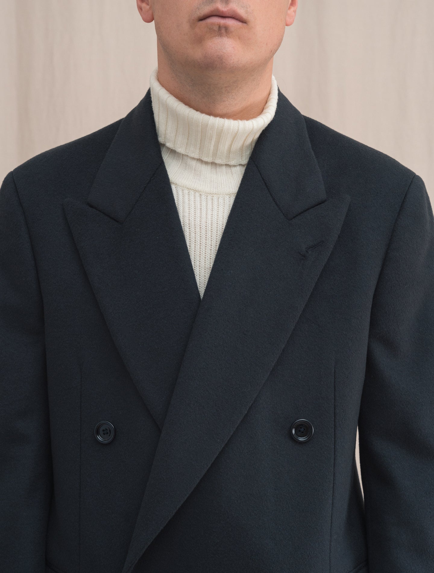 Double Breasted Cashmere Coat Navy | Gabucci