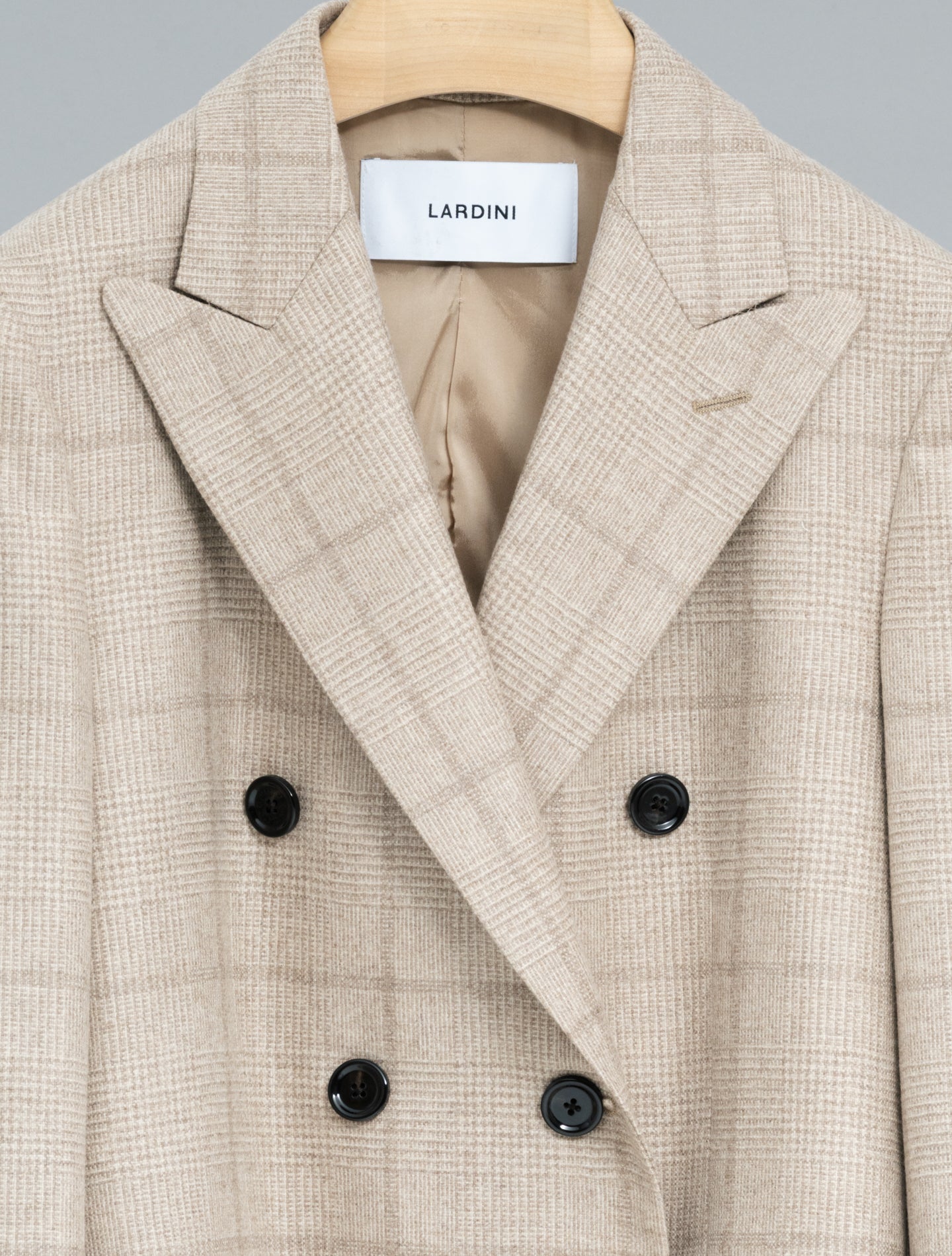 Double Breasted Cashmere Prince of Wales Jacket Beige Lardini Jackets IT 40