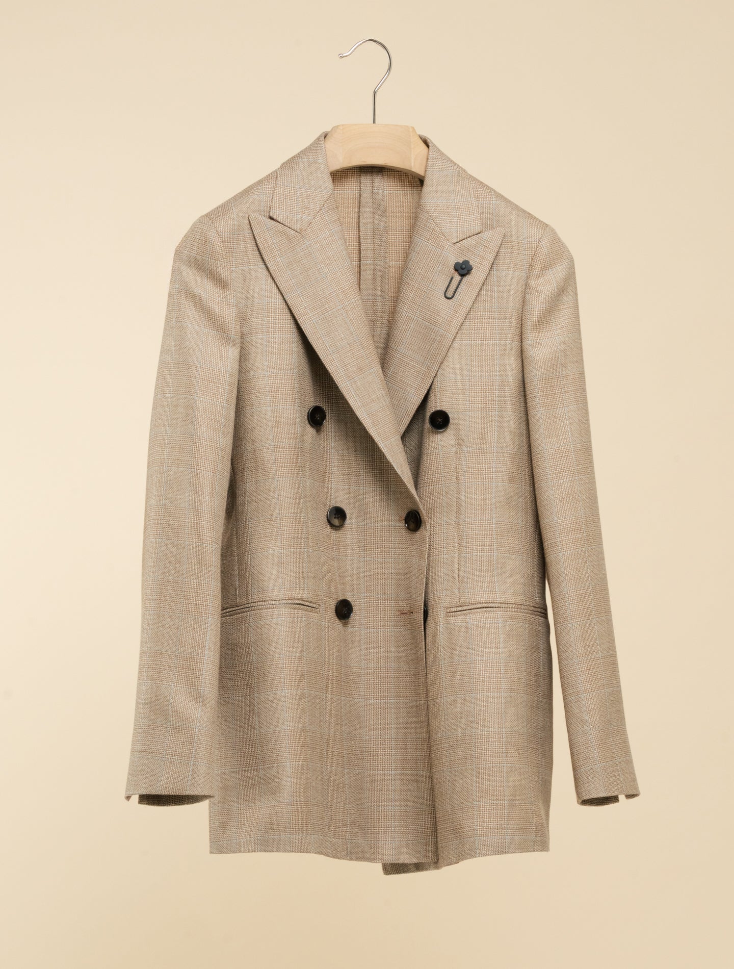 Double Breasted Checked jacket Beige Lardini Jackets IT 40