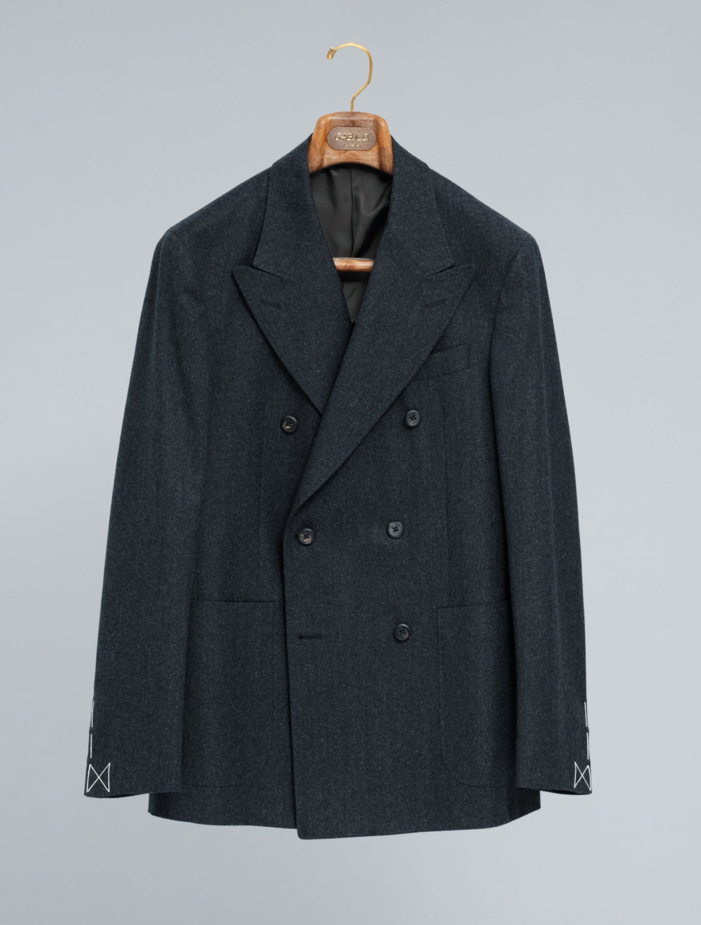 Double Breasted Flannel Wool Suit Brown Gigi Suits 48