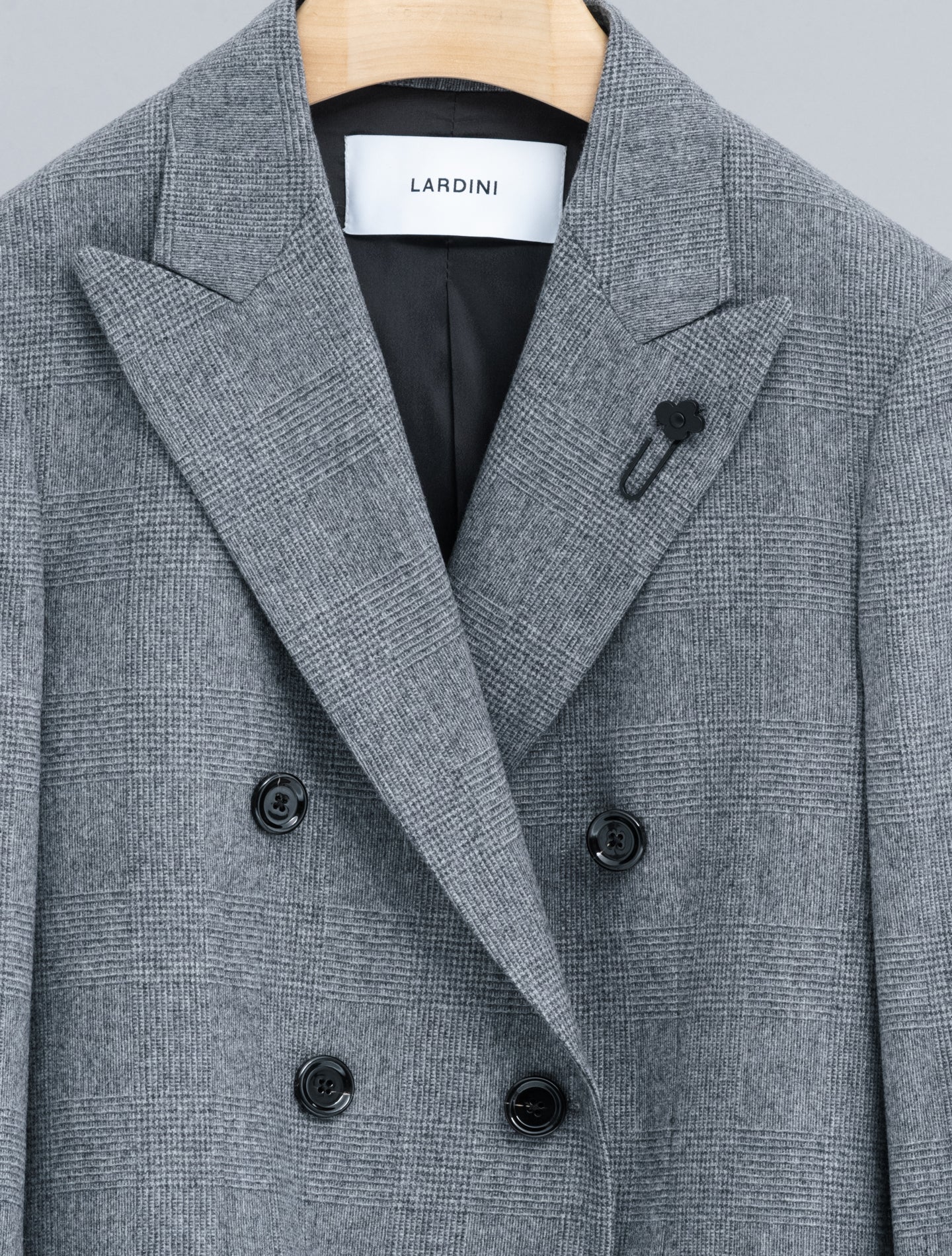 Double Breasted Glencheck Wool Cashmere Jacket Grey Lardini Jackets IT 40