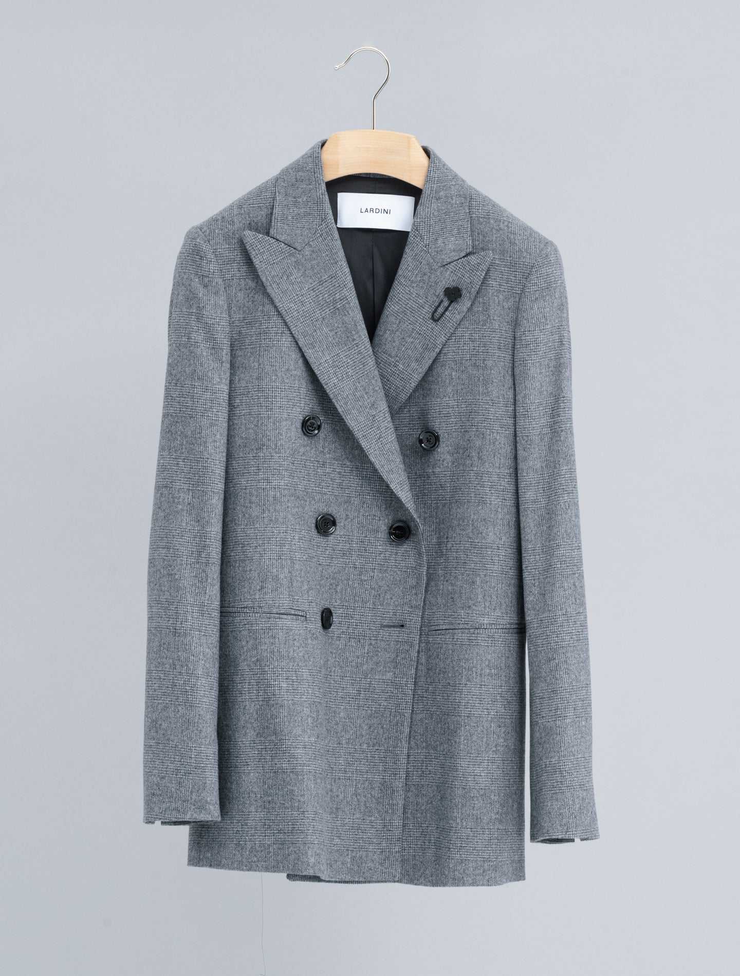 Double Breasted Glencheck Wool Cashmere Jacket Grey Lardini Jackets IT 40