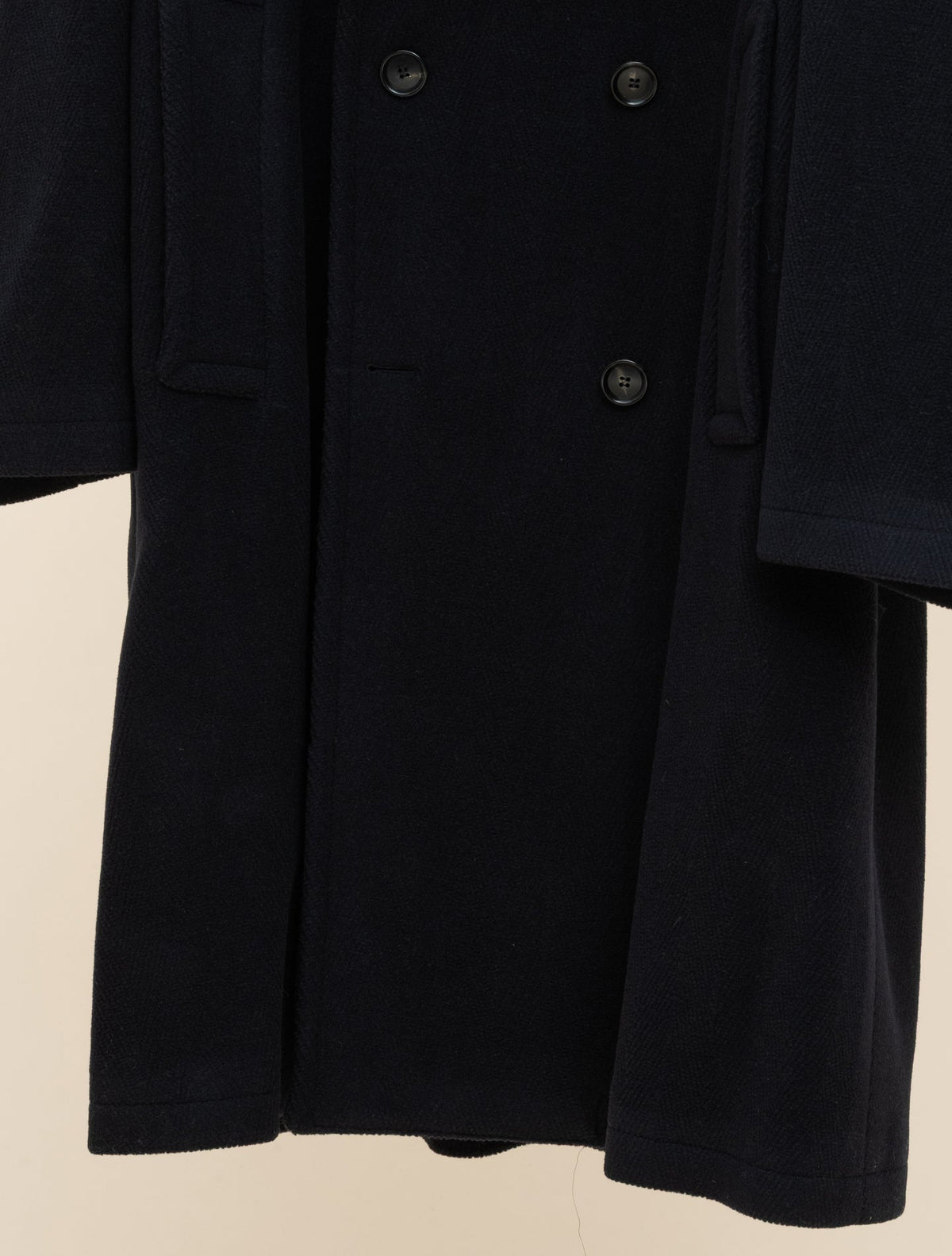 Double Breasted Herringbone Wool Coat Navy Gabucci Outerwear 46