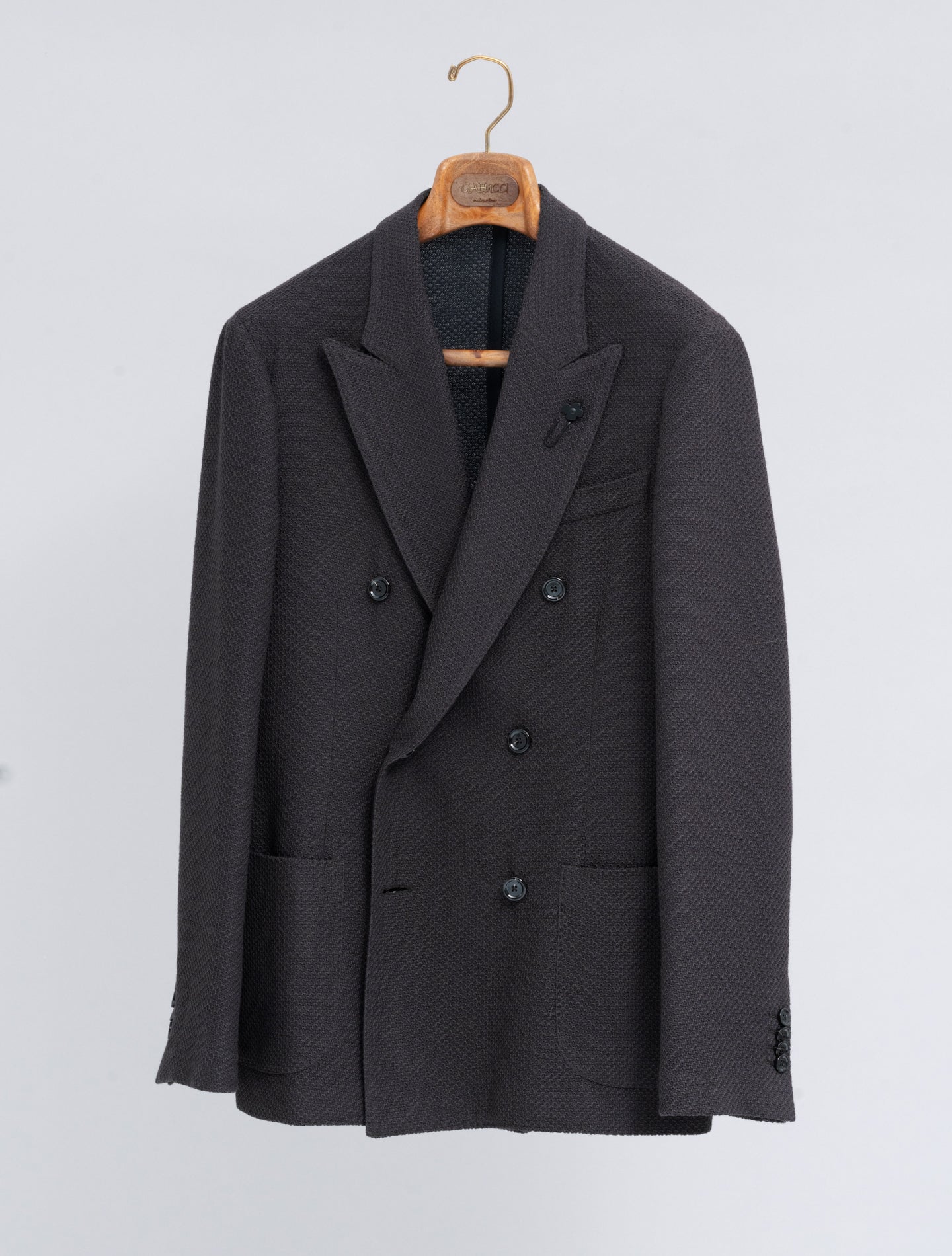 Double Breasted Liknit Wool Jacket Brown Lardini Jackets 48
