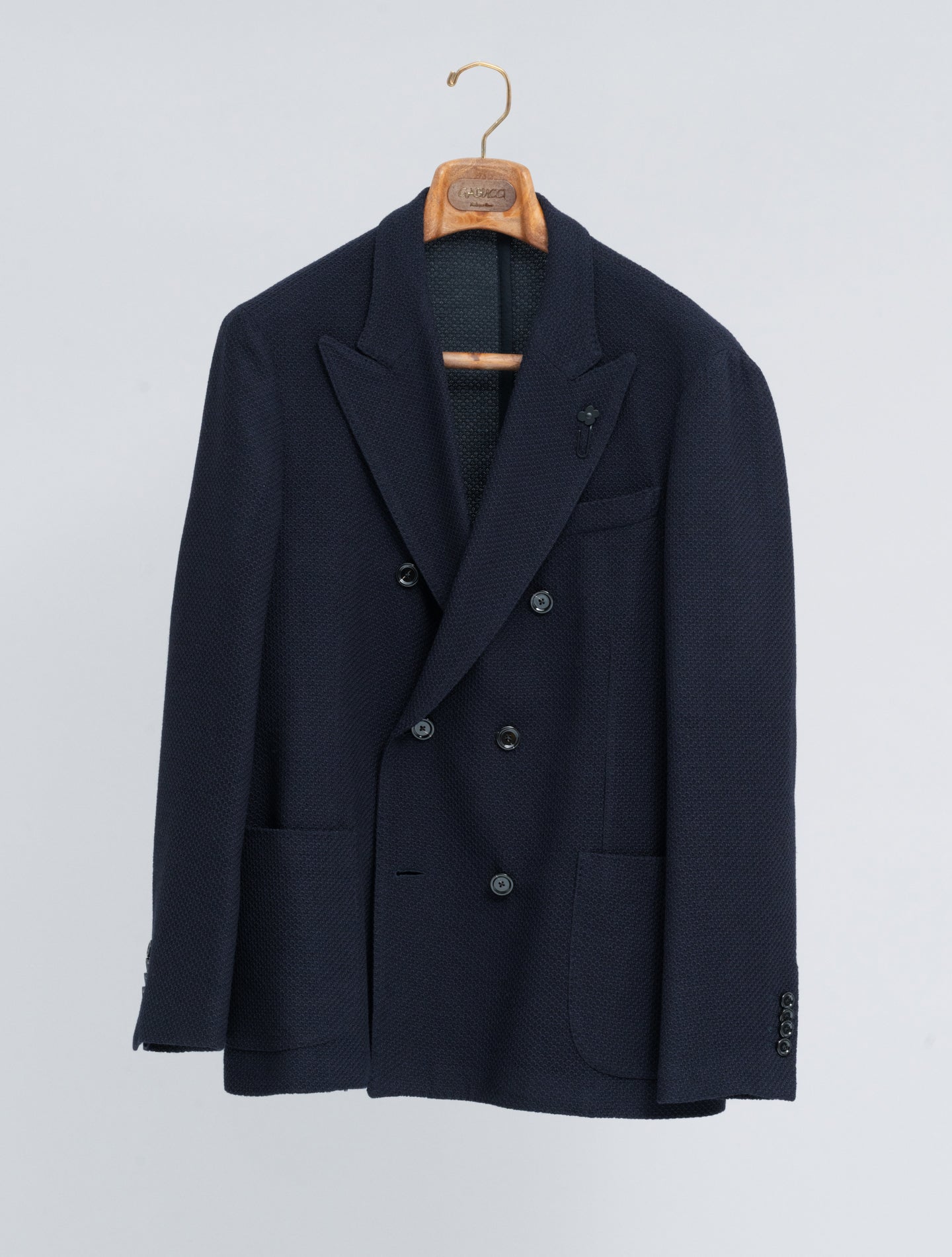 Double Breasted Liknit Wool Jacket Navy Lardini Jackets 48