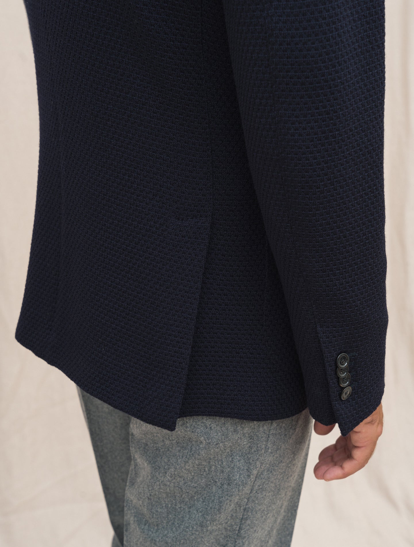 Double Breasted Liknit Wool Jacket Navy Lardini Jackets Gabucci