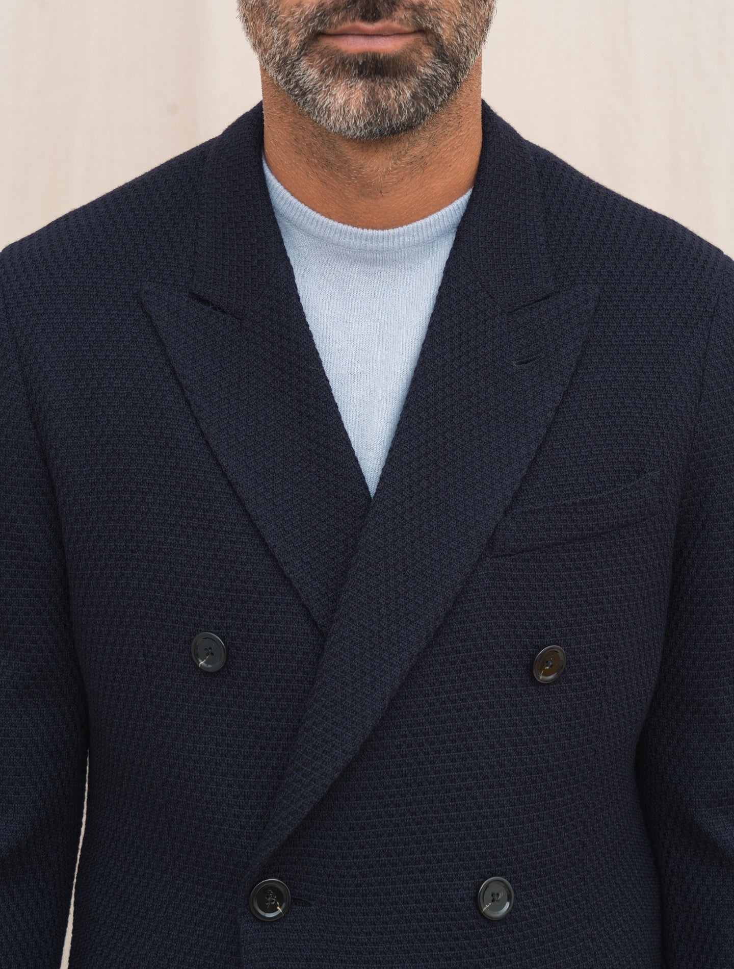 Double Breasted Liknit Wool Jacket Navy Lardini Jackets Gabucci