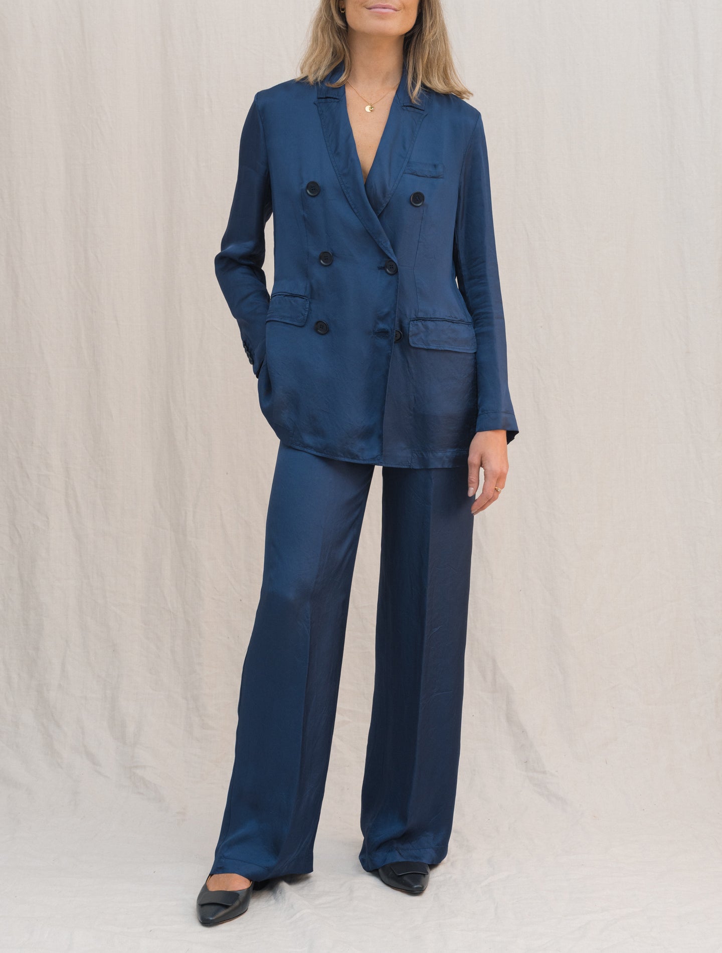 Double Breasted Relaxed Fit Jacket Blue Aspesi Jackets IT 38