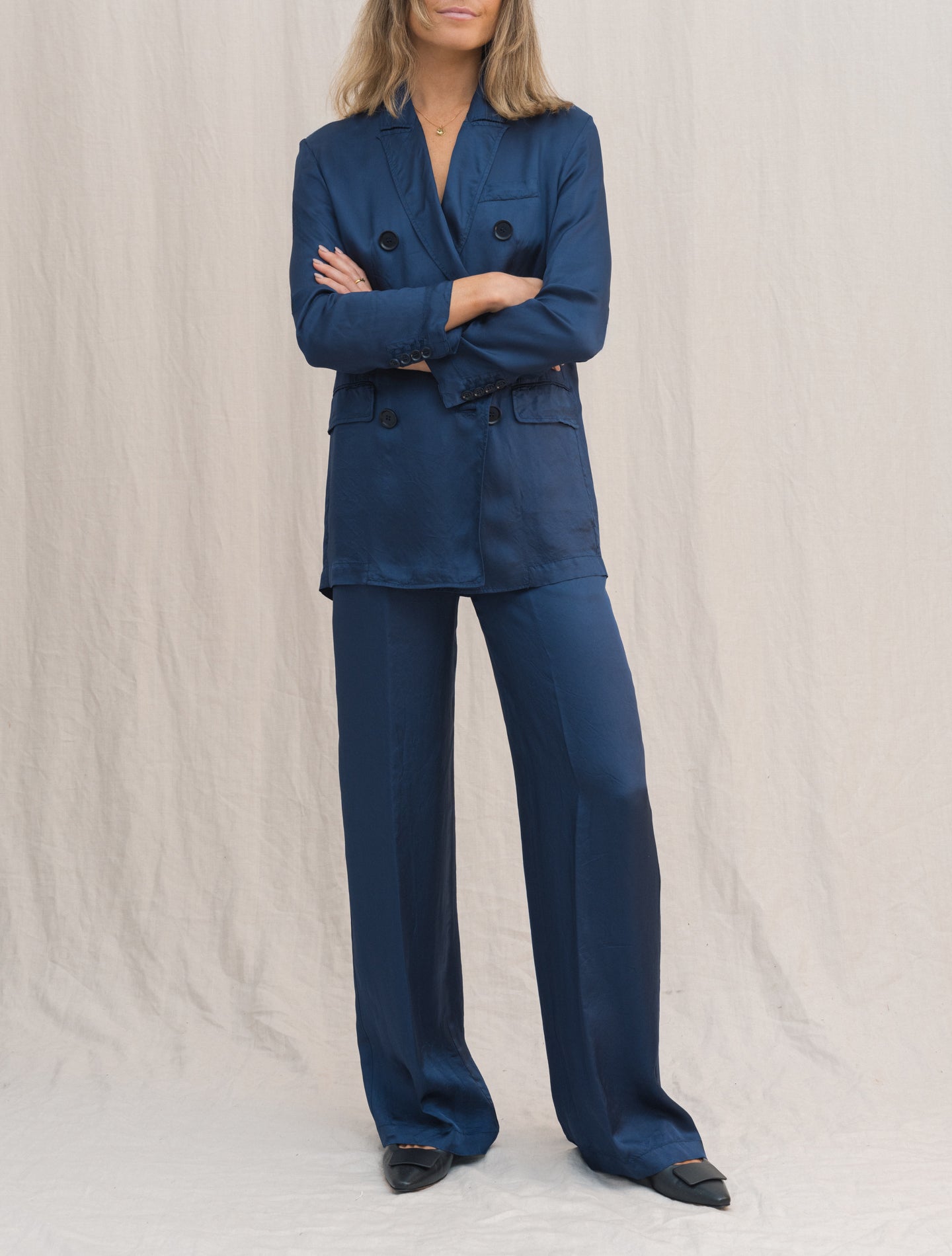 Double Breasted Relaxed Fit Jacket Blue Aspesi Jackets IT 38