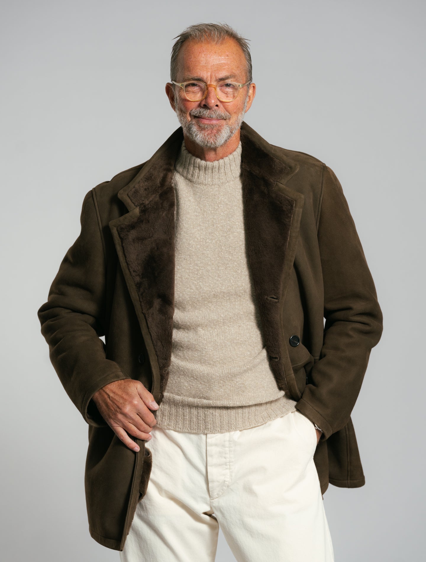 Double Breasted Shearling Jacket Brown Cesare Attolini Outerwear 50