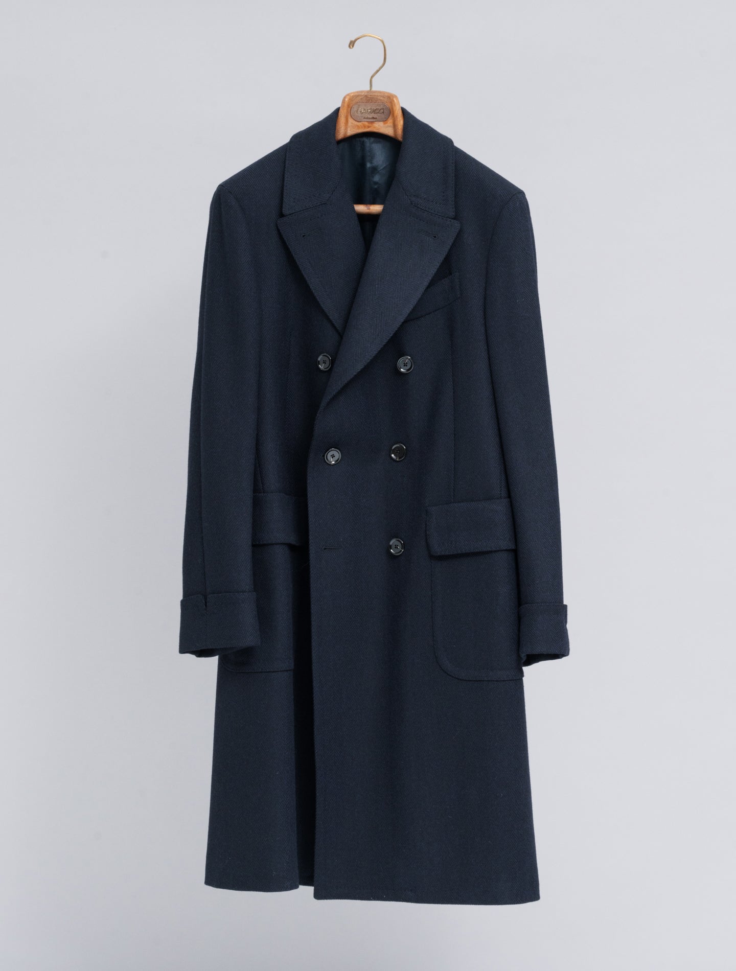 Double Breasted Wool Cashmere Coat Navy Lardini Outerwear 50
