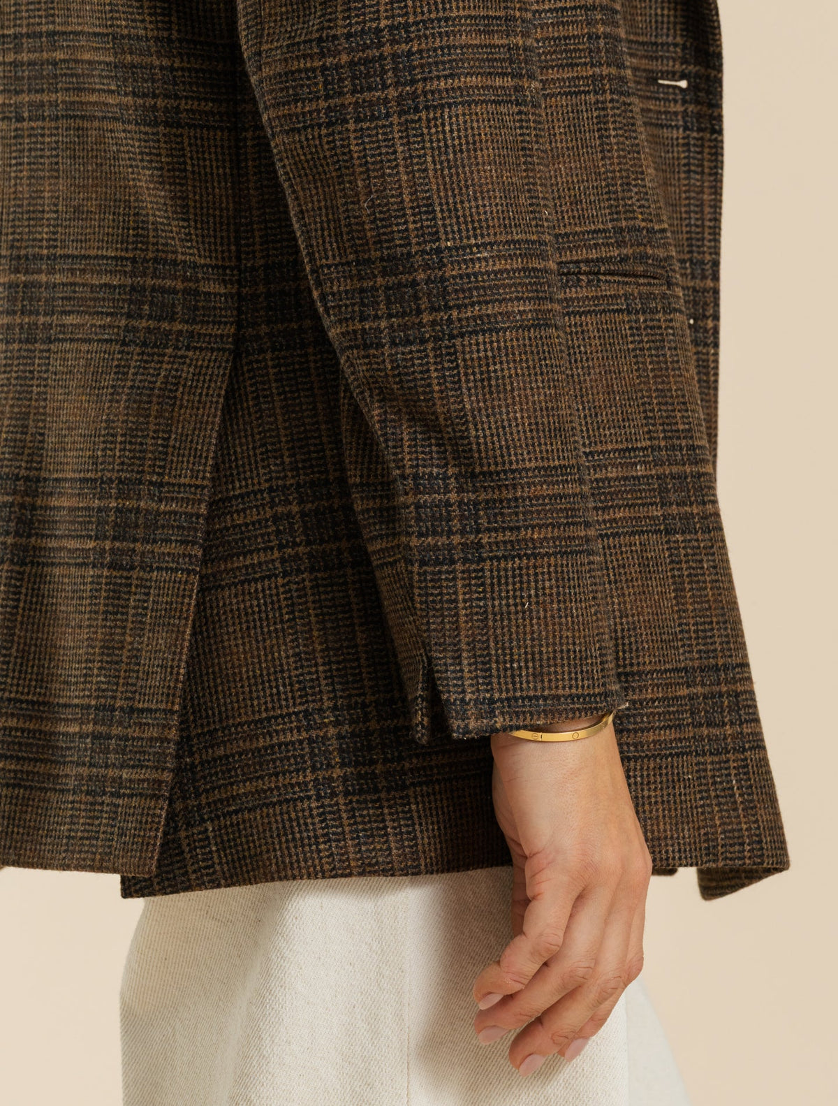Double Breasted Wool Cashmere Glencheck Jacket Brown Lardini Jackets IT 40