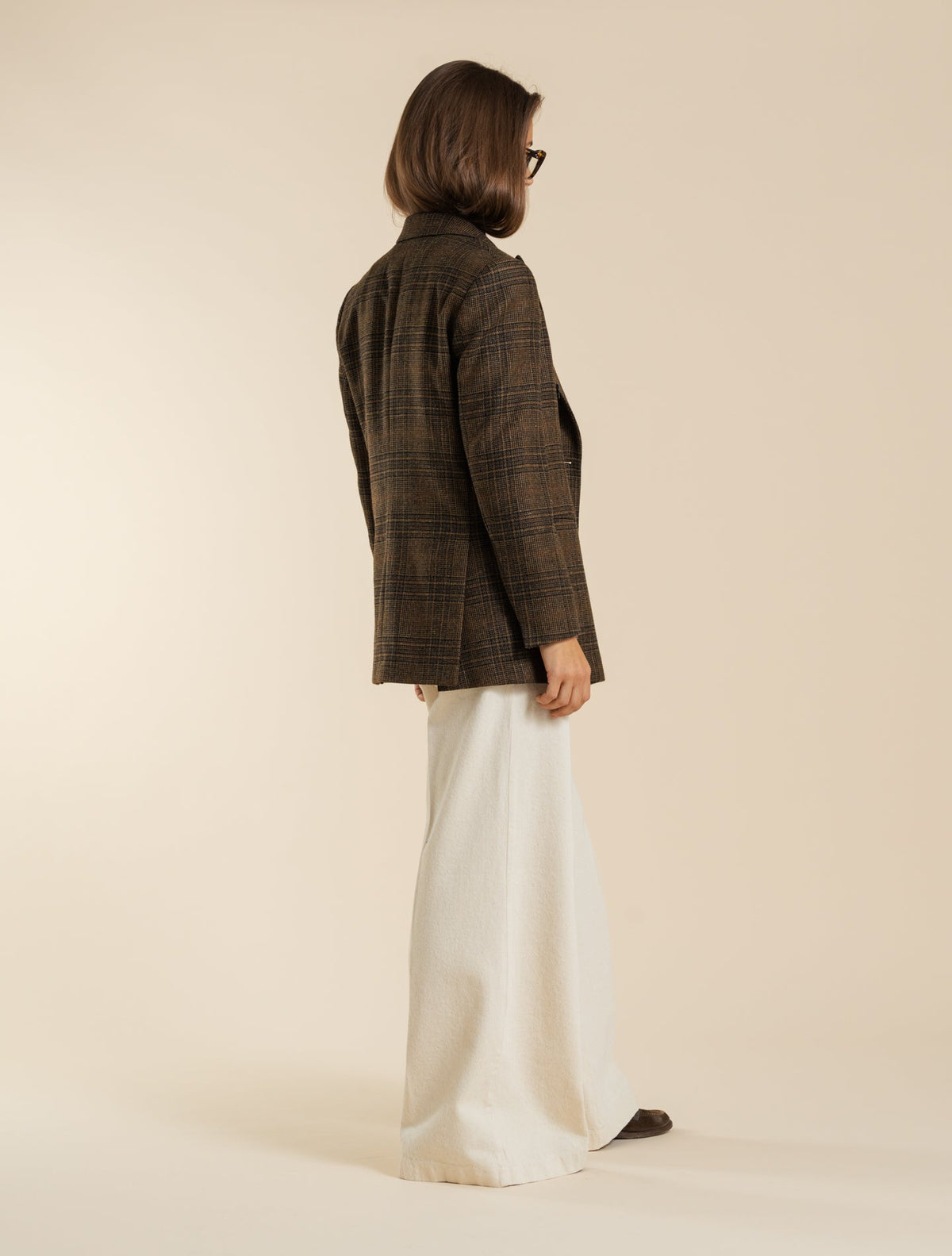 Double Breasted Wool Cashmere Glencheck Jacket Brown Lardini Jackets IT 40