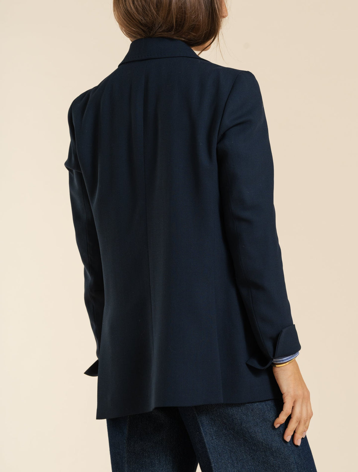 Double Breasted Wool Crepe Jacket Navy Massimo Alba Jackets S