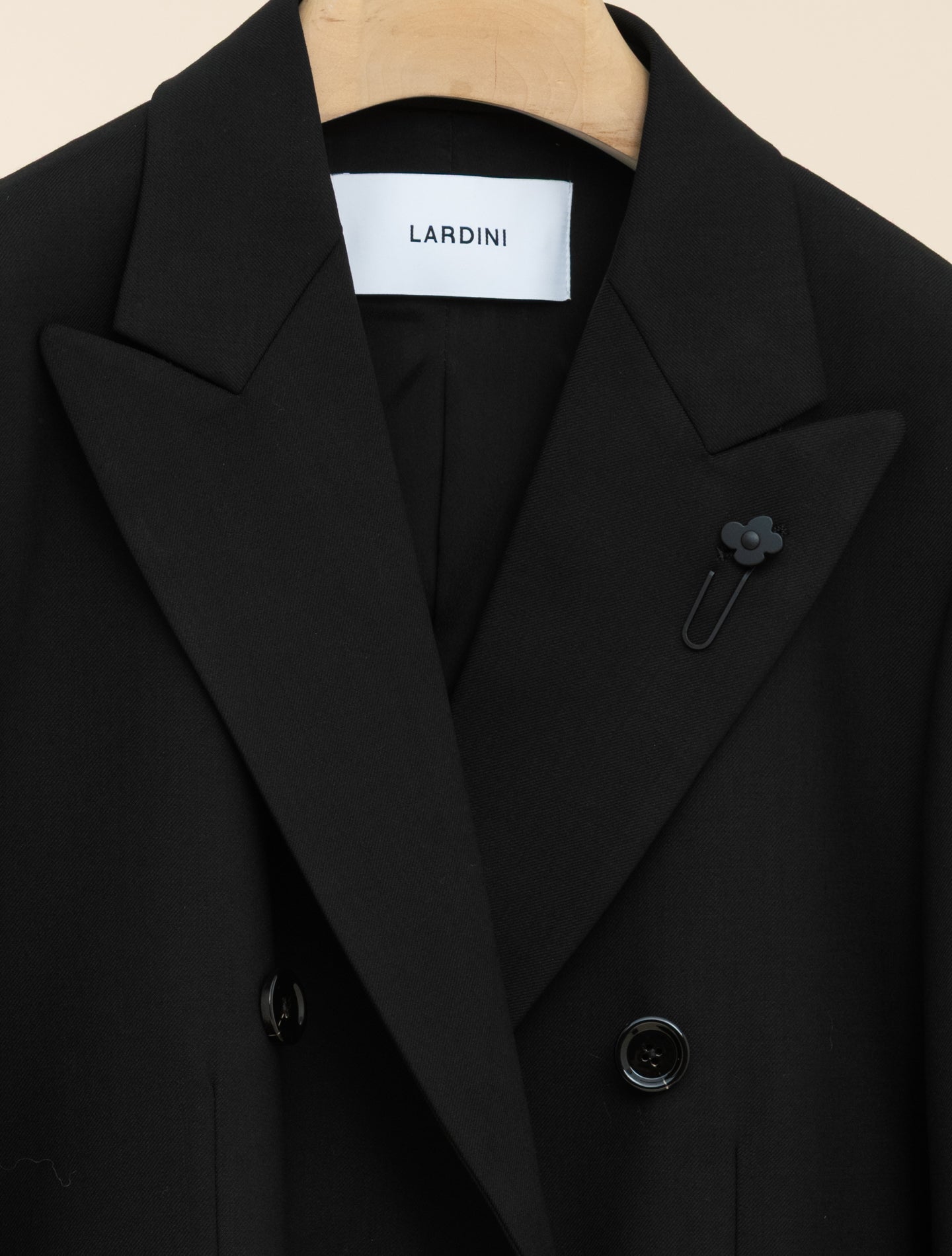 Double Breasted Wool Jacket Black Lardini Jackets IT 40