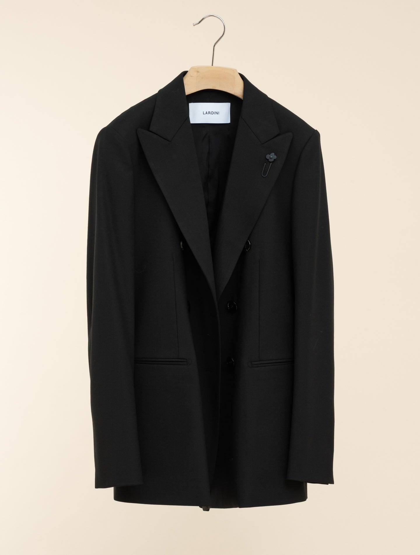 Double Breasted Wool Jacket Black Lardini Jackets IT 40