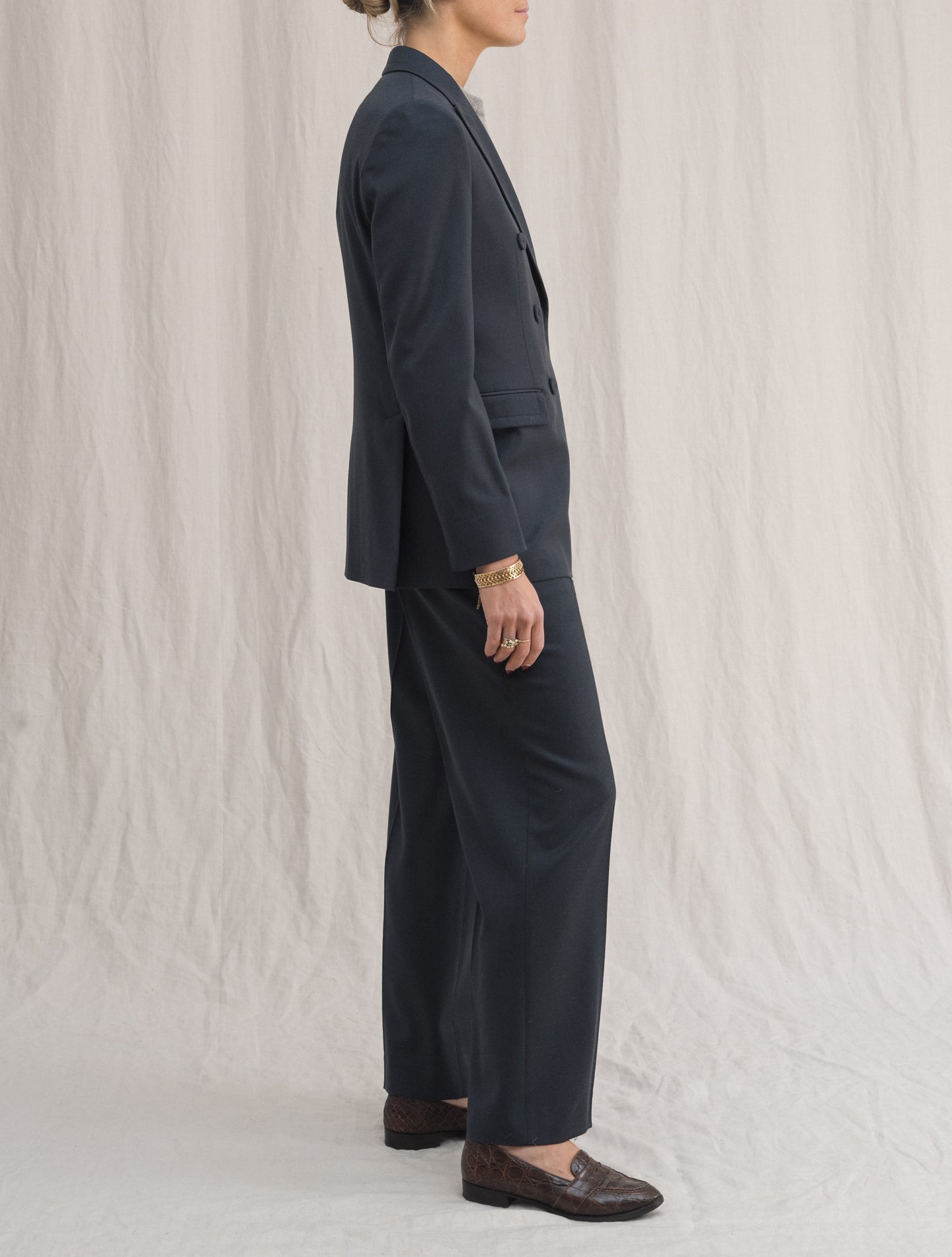 Double Breasted Wool Jacket Dark Antracit Lardini Jackets IT 38