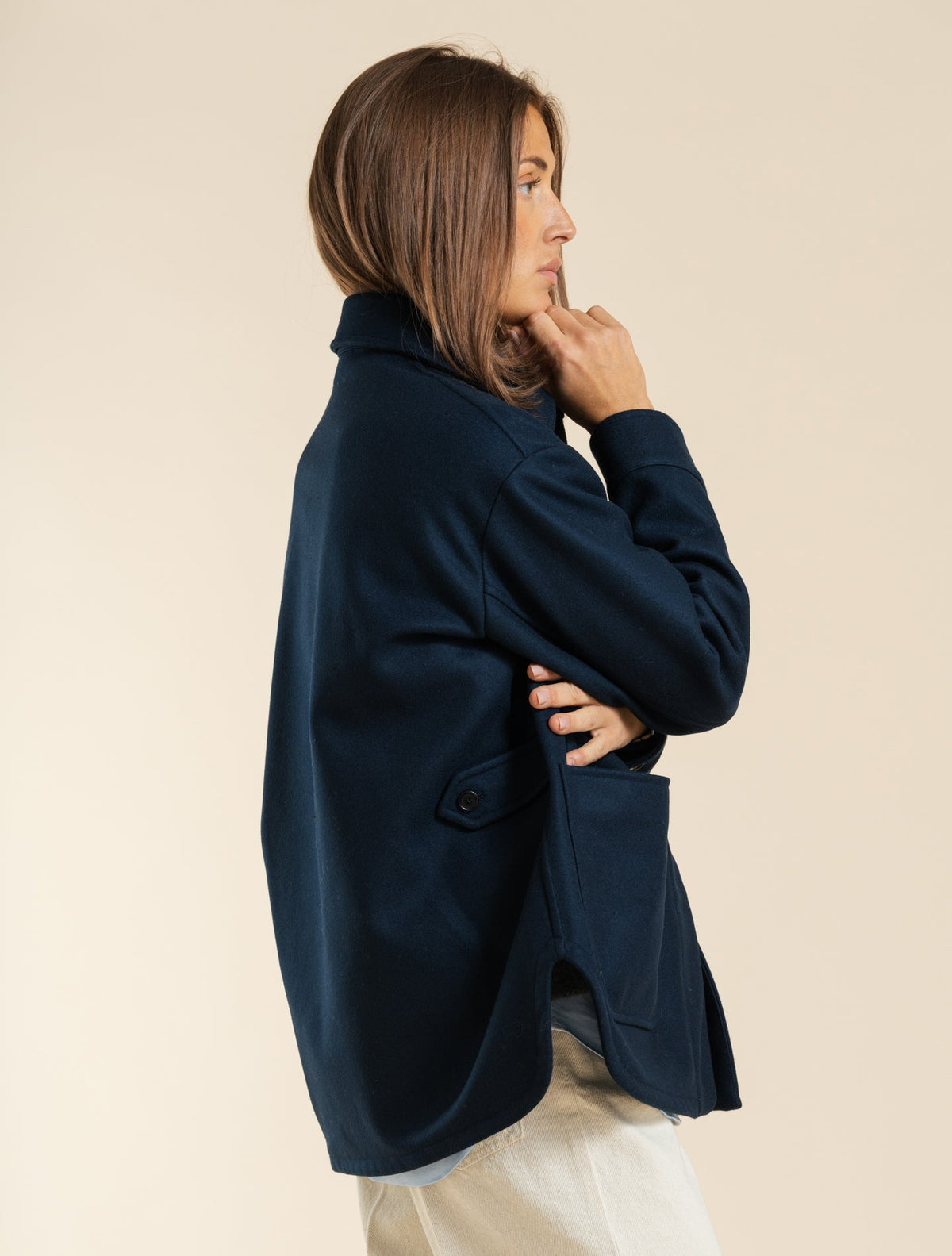 Double-faced Wool Shirt Jacket Navy Aspesi Outerwear IT 36