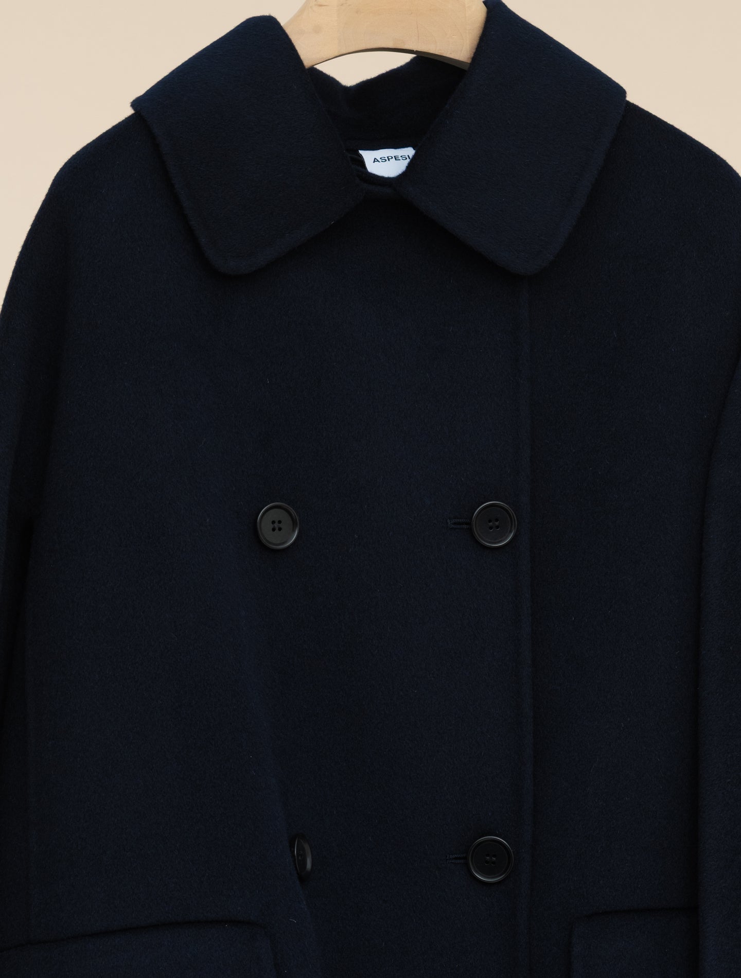 Double Wool Long Coat Navy Aspesi Outerwear IT 38