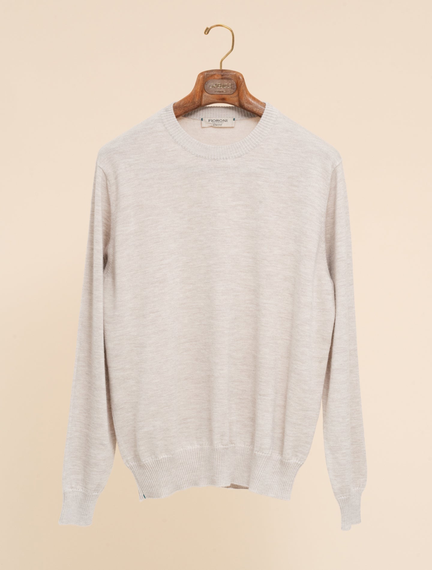 Duvet Cashmere Cotton Crewneck Natural Fioroni Knitwear 48