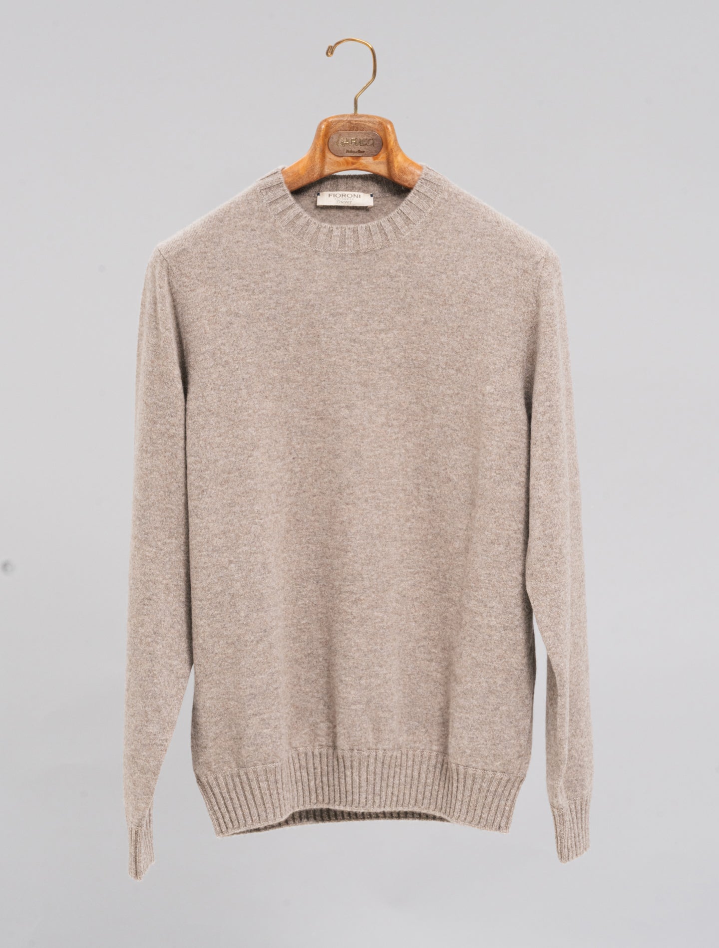 Duvet Cashmere Knitted Crewneck Beige Fioroni Knitwear 48