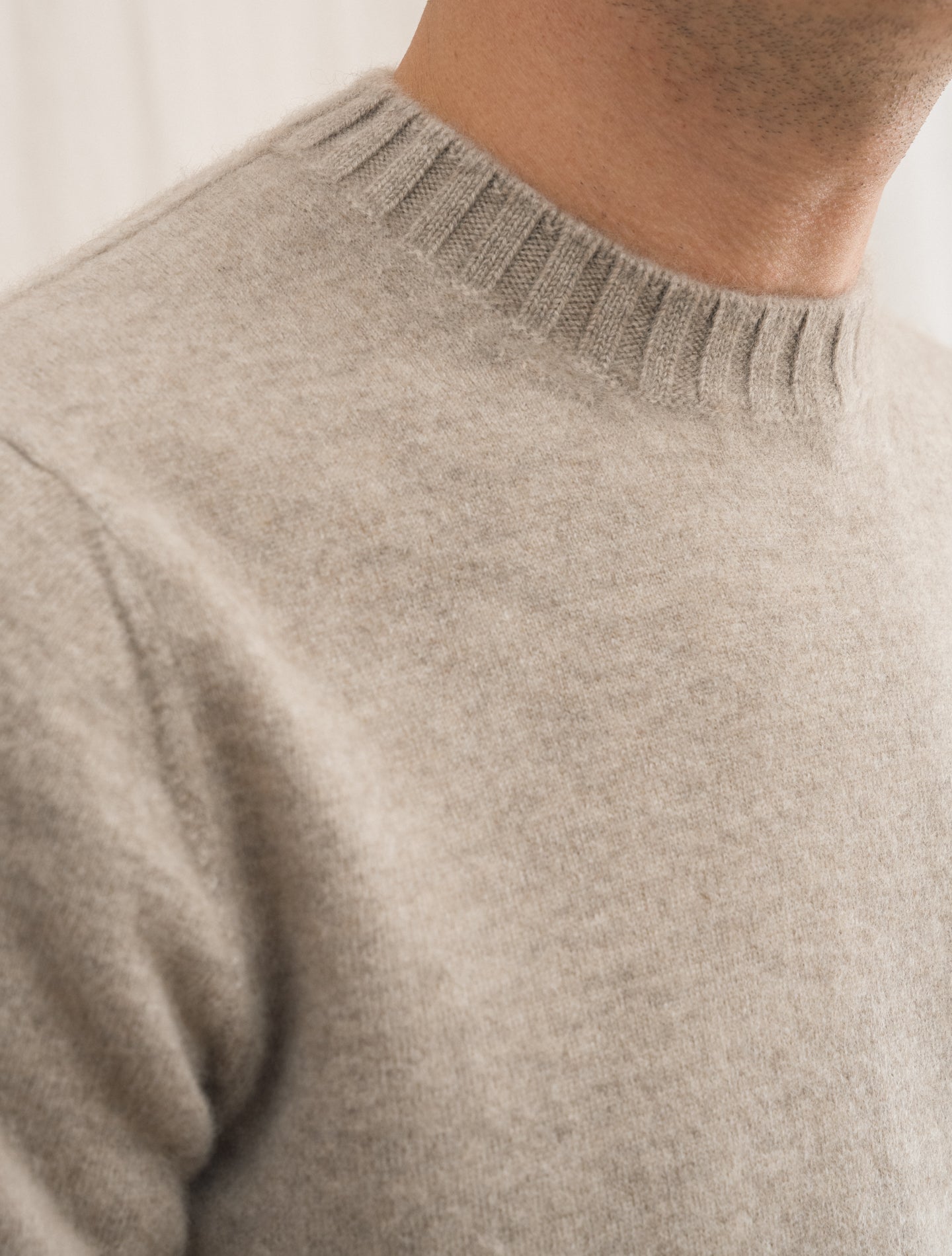 Duvet Cashmere Knitted Crewneck Beige | Gabucci