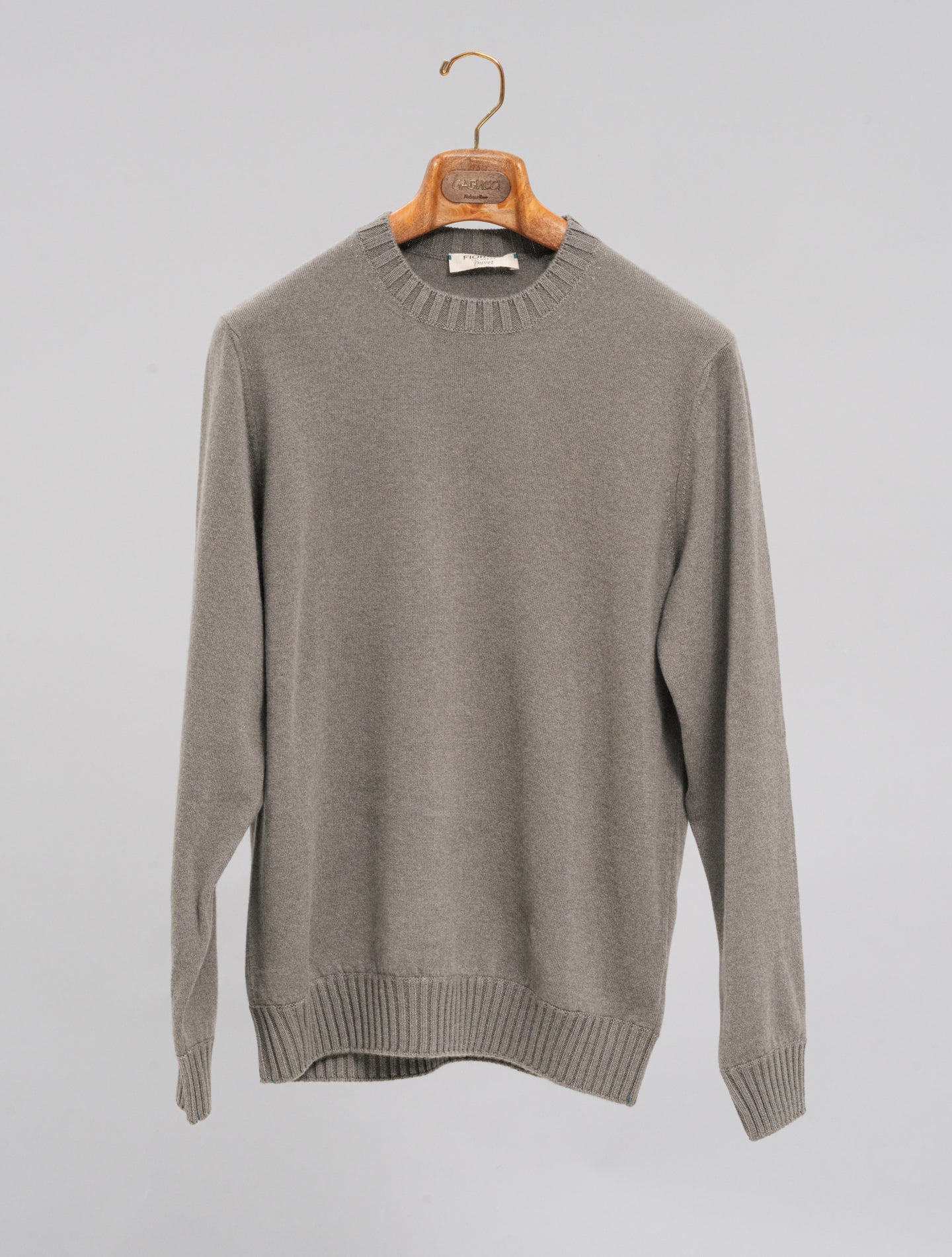 Duvet Cashmere Knitted Crewneck Khaki Green Fioroni Knitwear 48