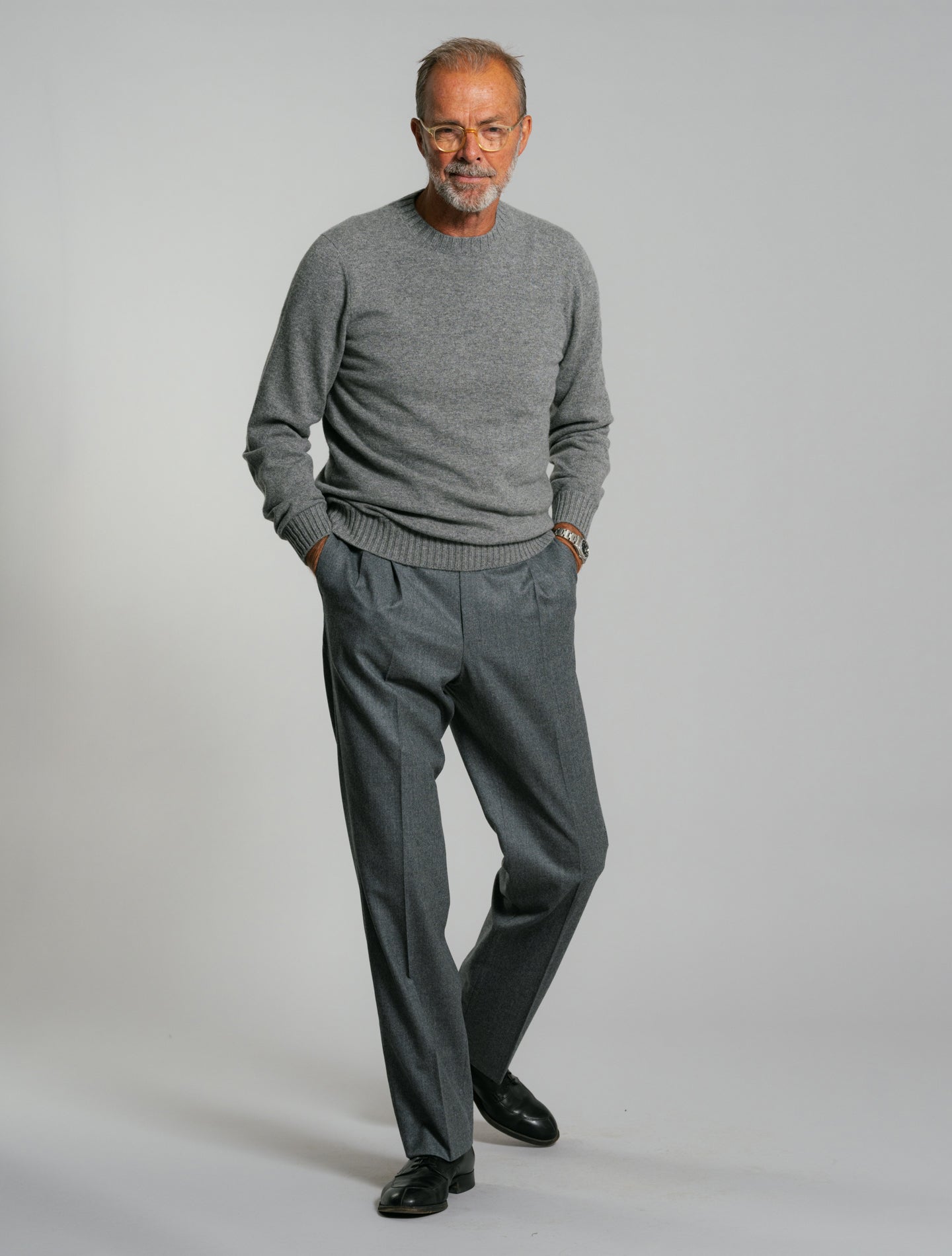 Duvet Cashmere Knitted Crewneck Mid Grey Fioroni Knitwear 48