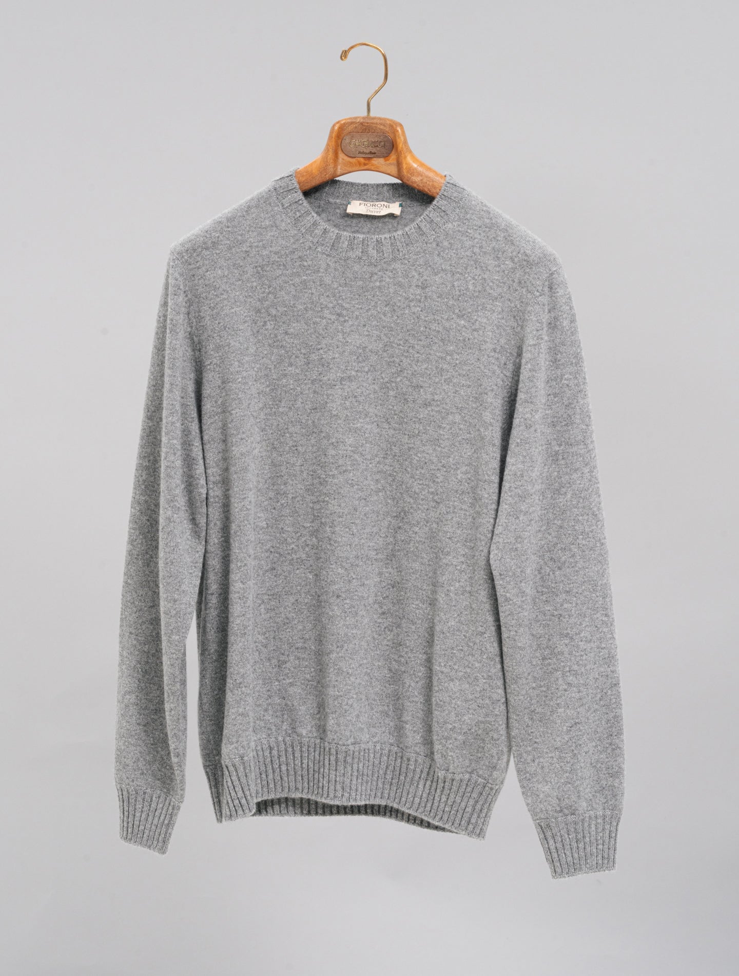 Duvet Cashmere Knitted Crewneck Mid Grey Fioroni Knitwear 48