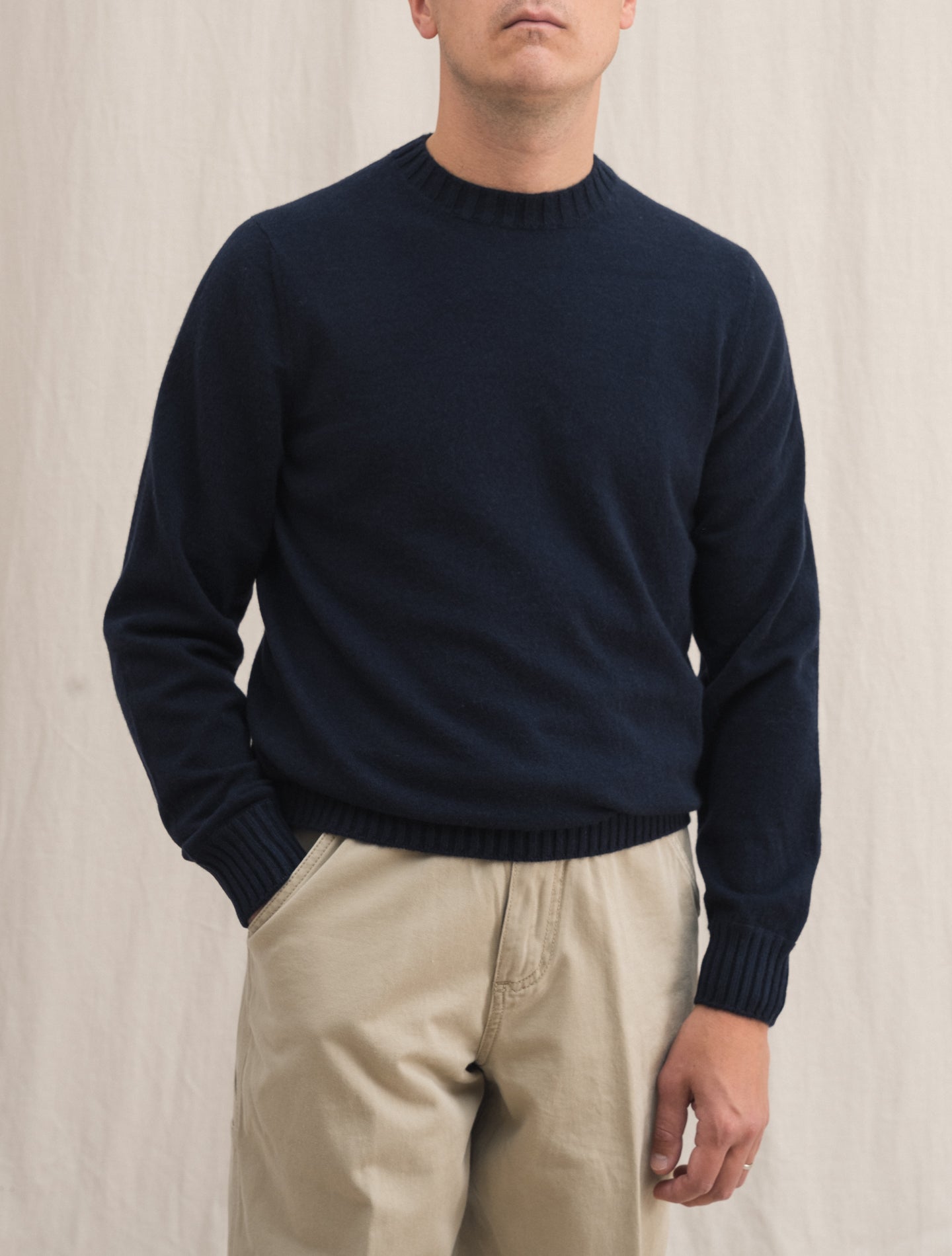 Duvet Cashmere Knitted Crewneck Navy Fioroni Knitwear 48