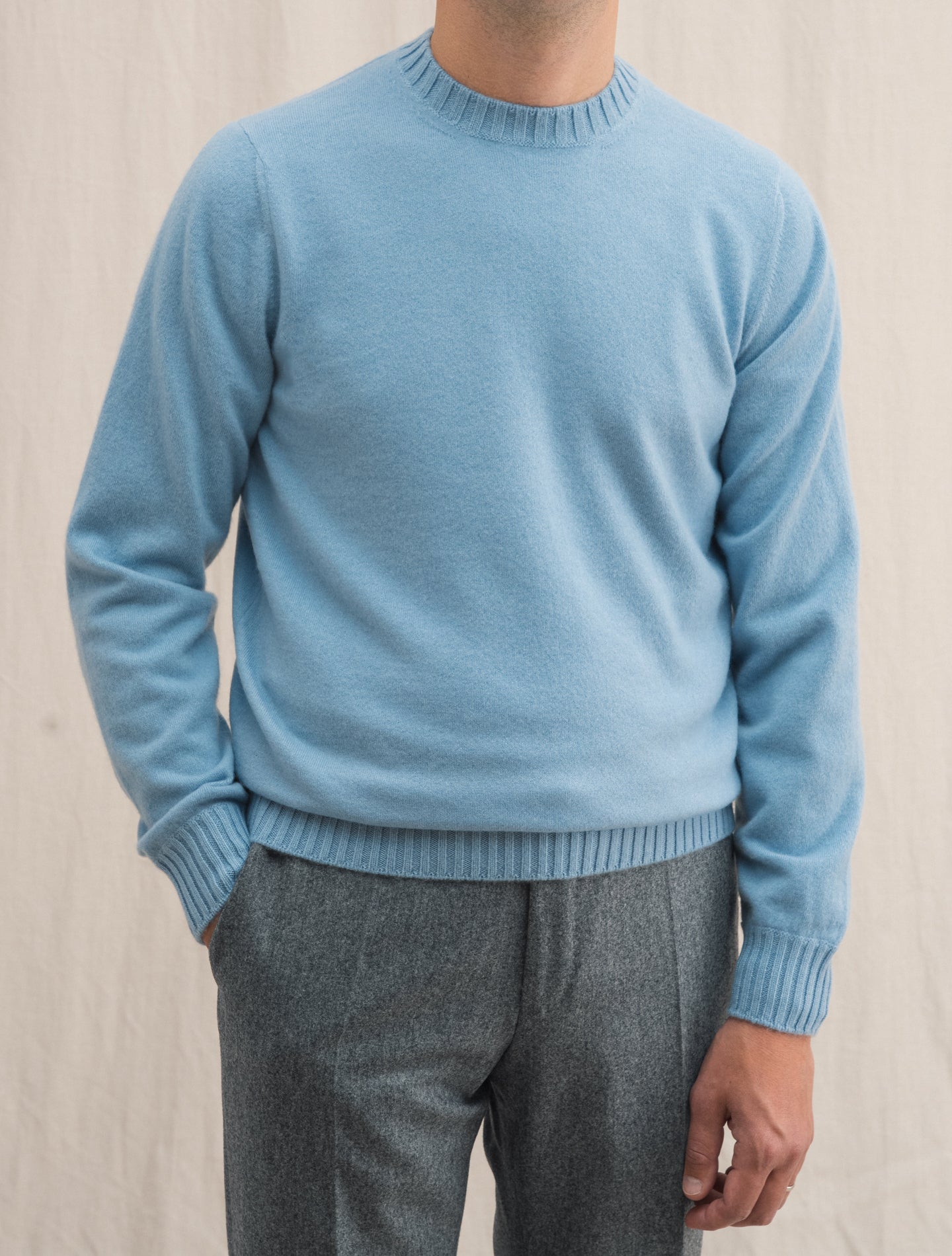 Duvet Cashmere Knitted Crewneck Sky Blue Fioroni Knitwear 48