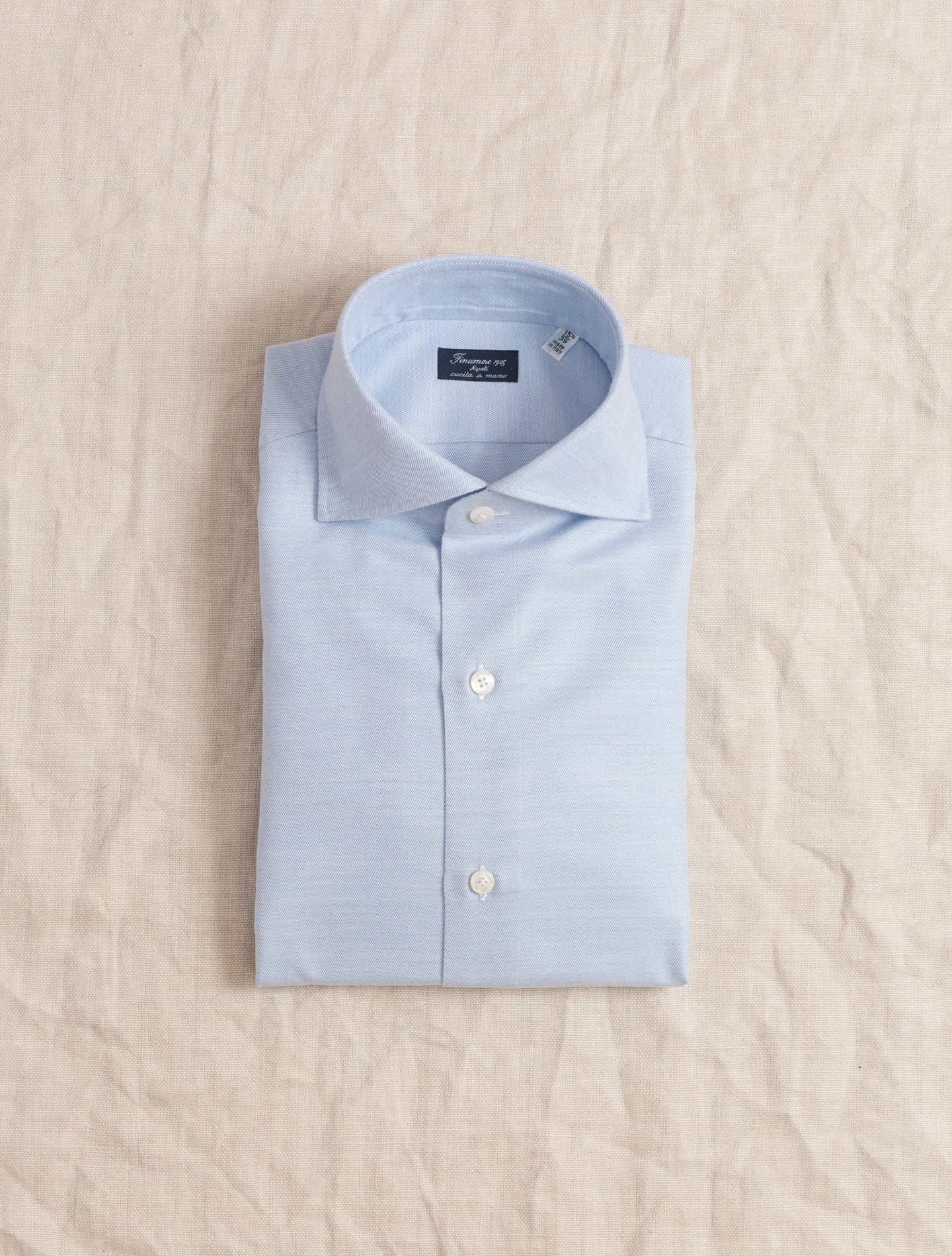 Eduardo Cotton Silk Luxury Twill Shirt Light Blue | Gabucci