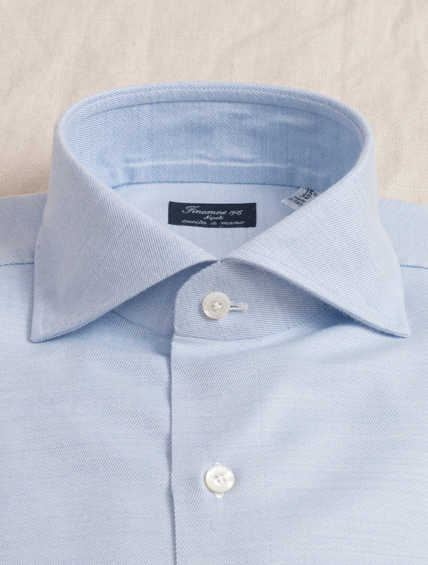 Eduardo Cotton Silk Luxury Twill Shirt Light Blue | Gabucci