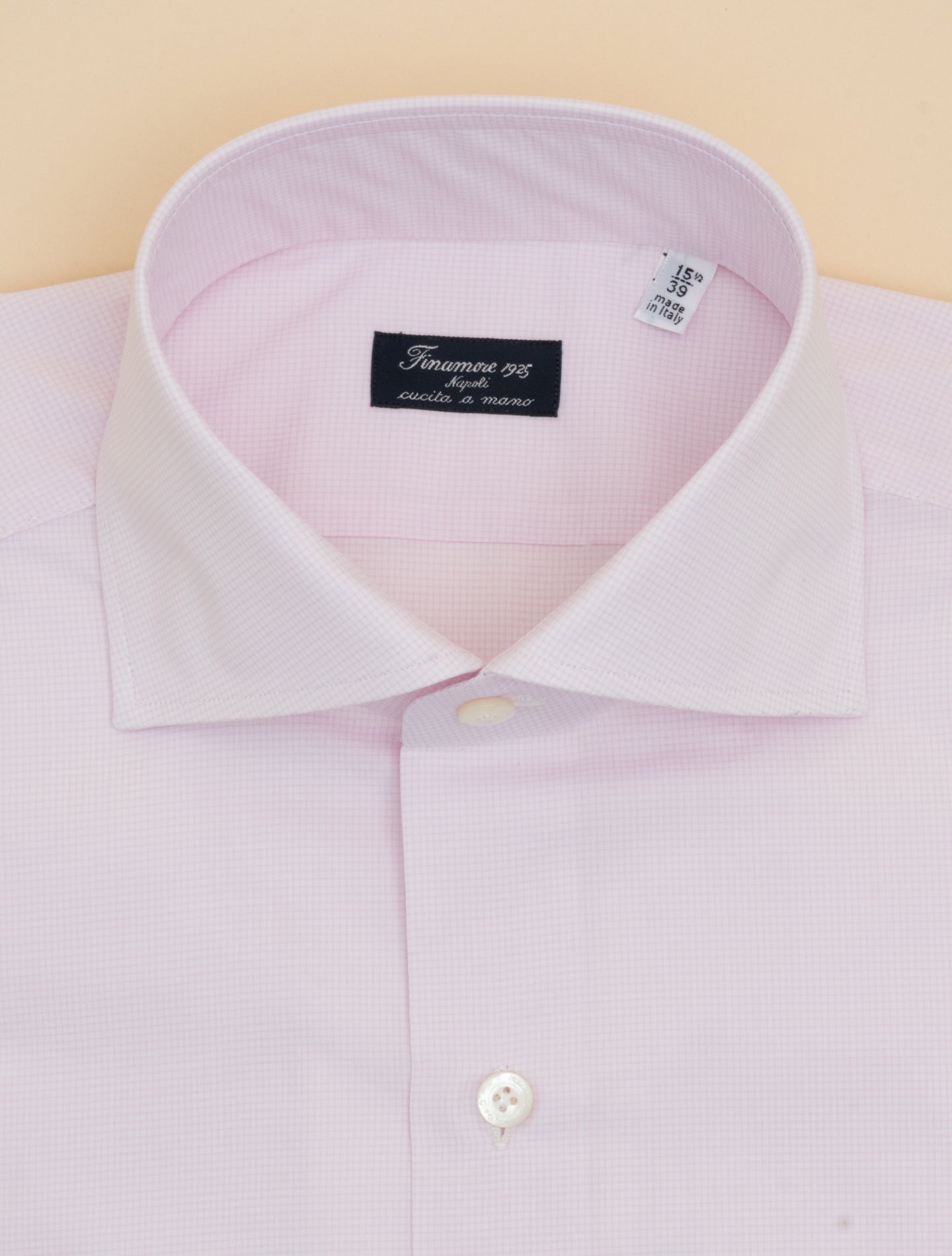 Eduardo Micro Checked Shirt Pink Finamore Shirts 39