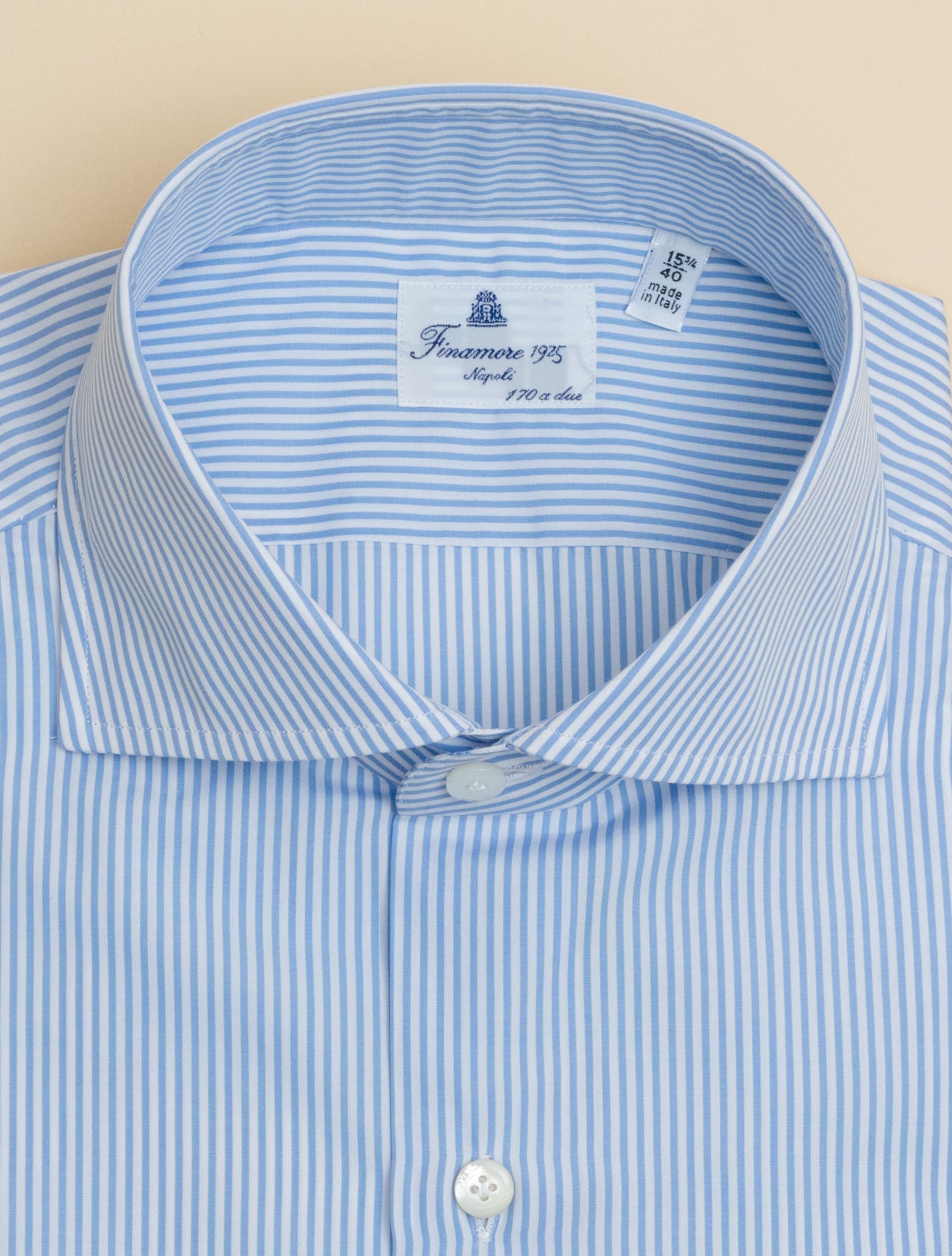 Eduardo Napoli Striped 170/2 Shirt Light Blue Finamore Shirts 39
