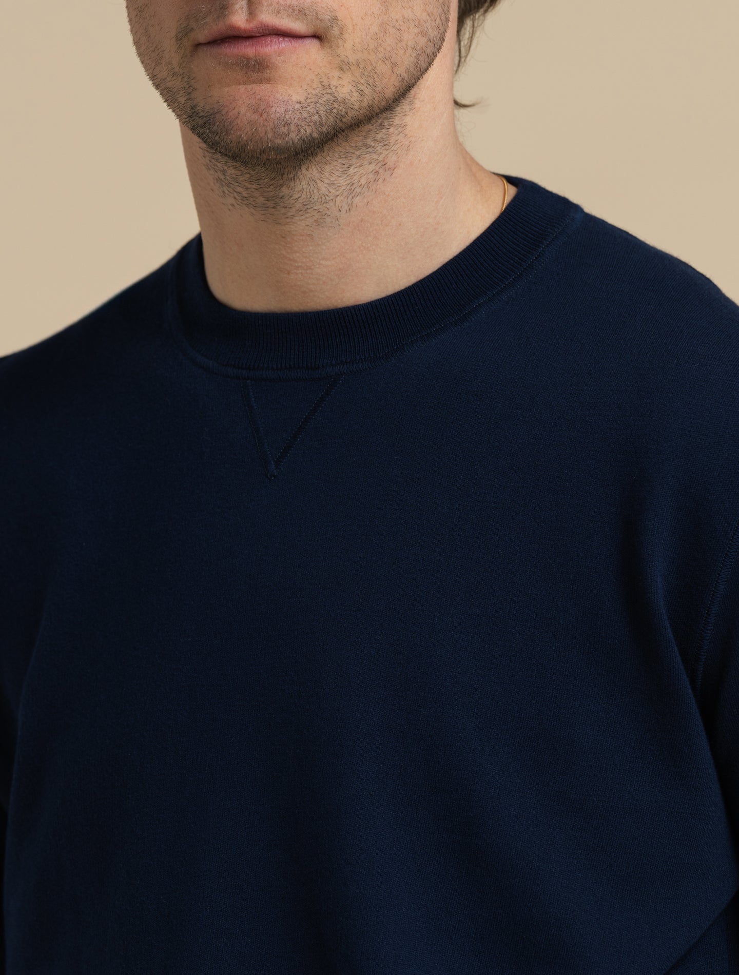 Egyptian Cotton Crewneck Sweater Navy Gabucci Knitwear 48