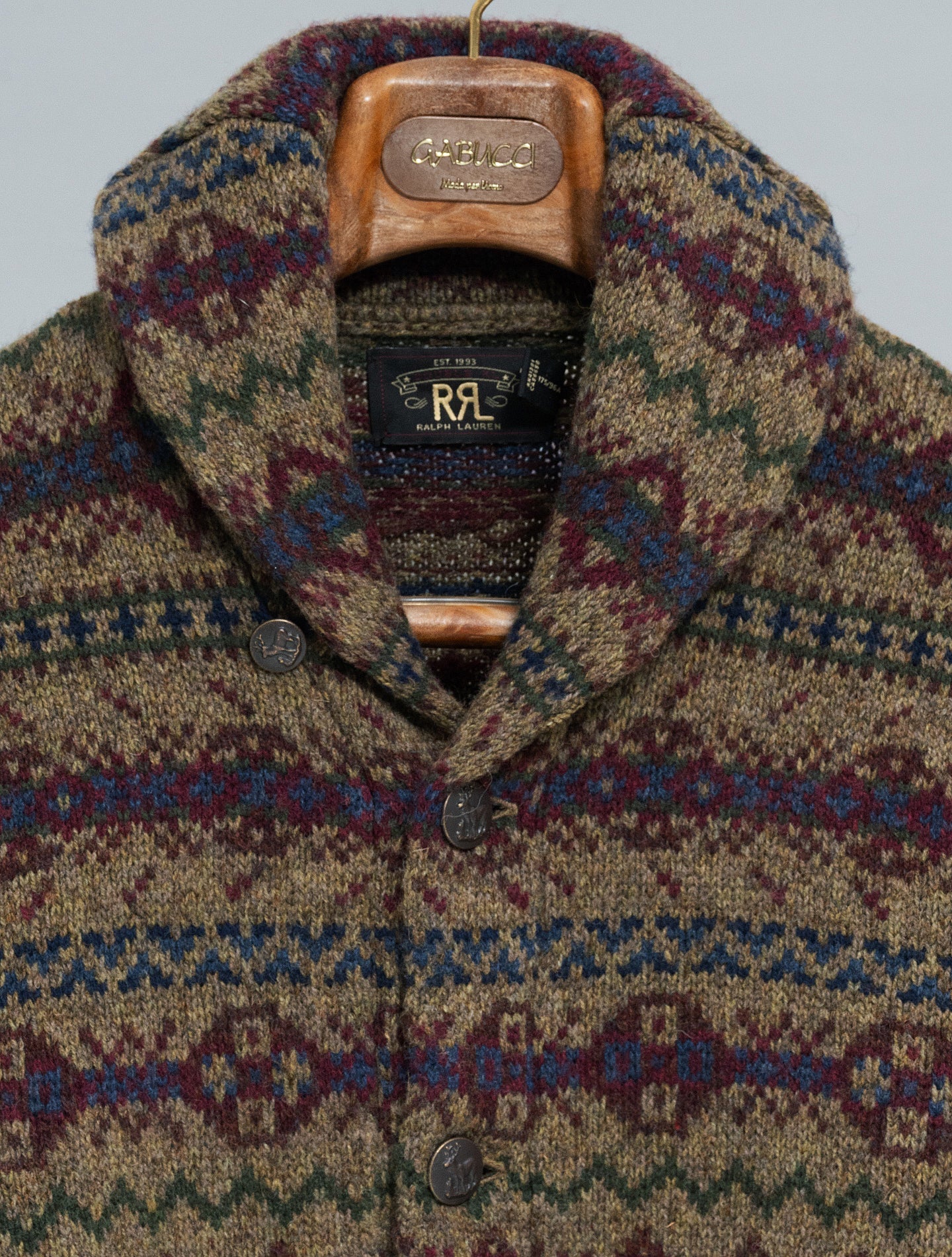Fair Isle Wool Cardigan Loden Heather Multi RRL Knitwear M