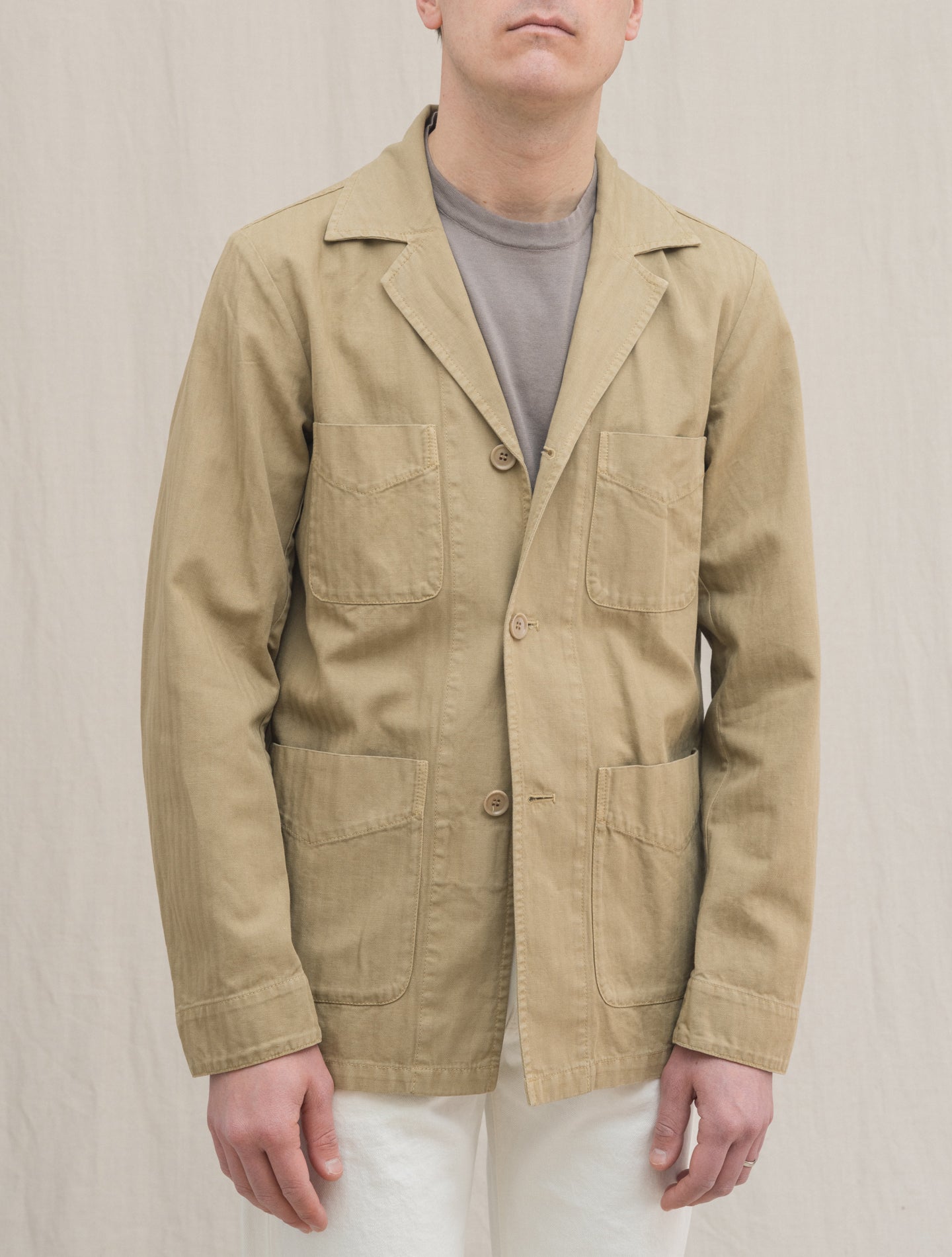 Fandango HBT Cotton Linen Jacket Beige Aspesi Jackets S