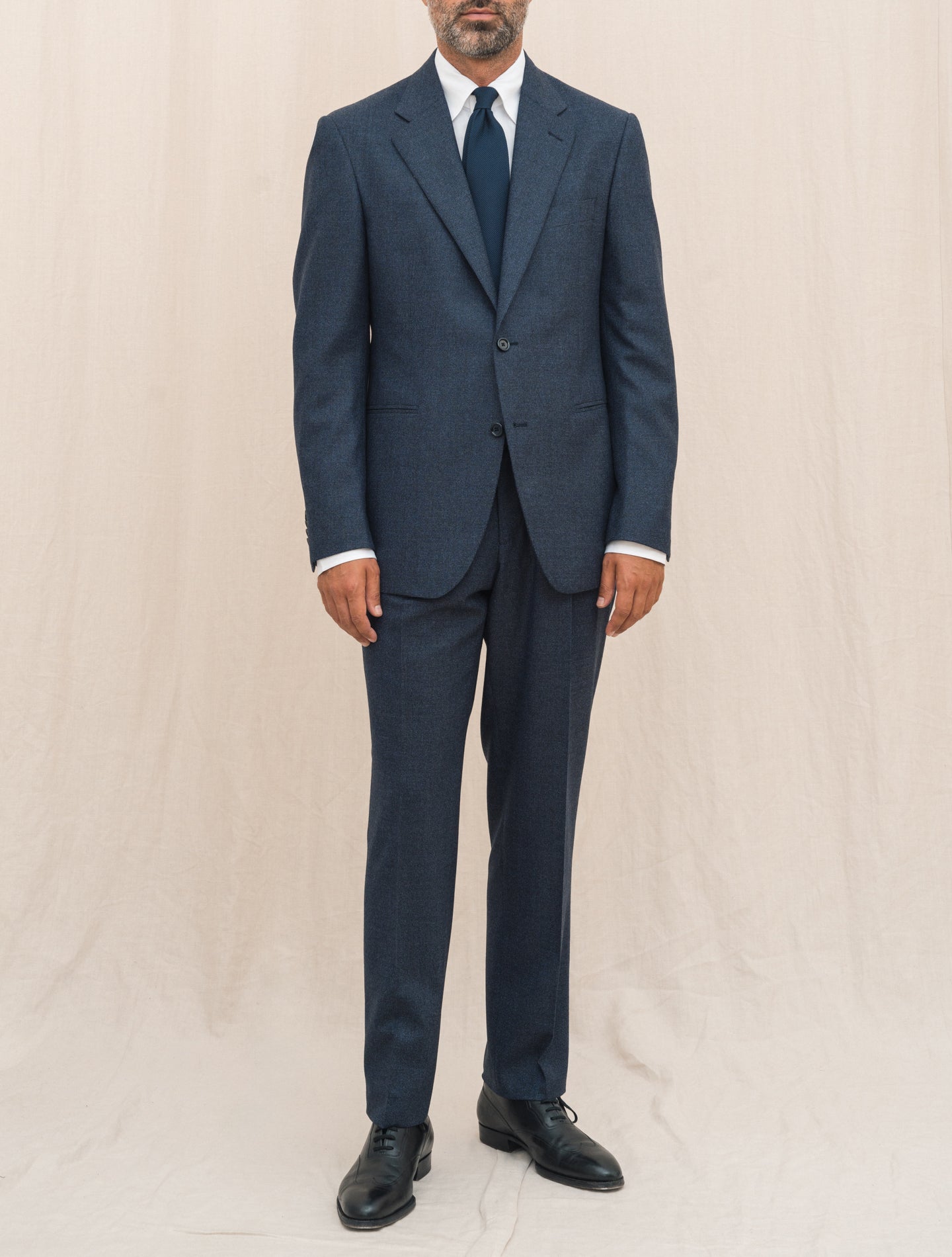 Feeling Single Breasted Micro Check Suit Navy Lardini Suits 48