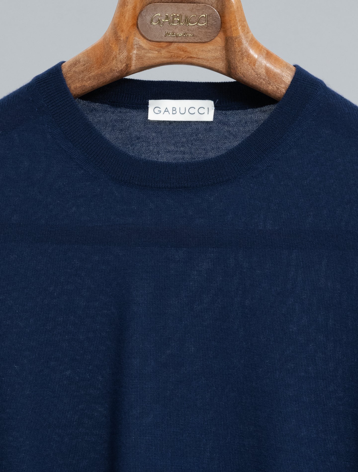 Fine Knitted Cashmere Crewneck Blue Notte Gabucci Knitwear 48