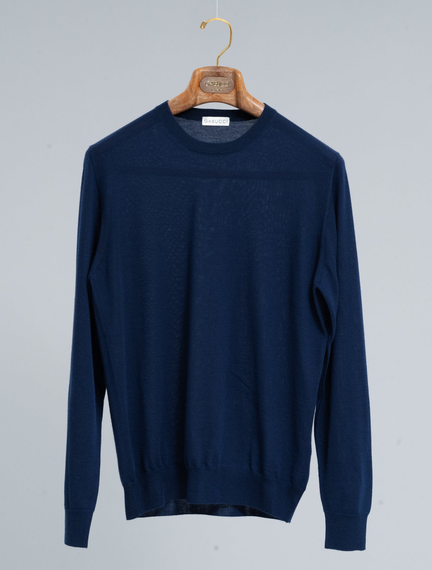 Fine Knitted Cashmere Crewneck Blue Notte Gabucci Knitwear 48