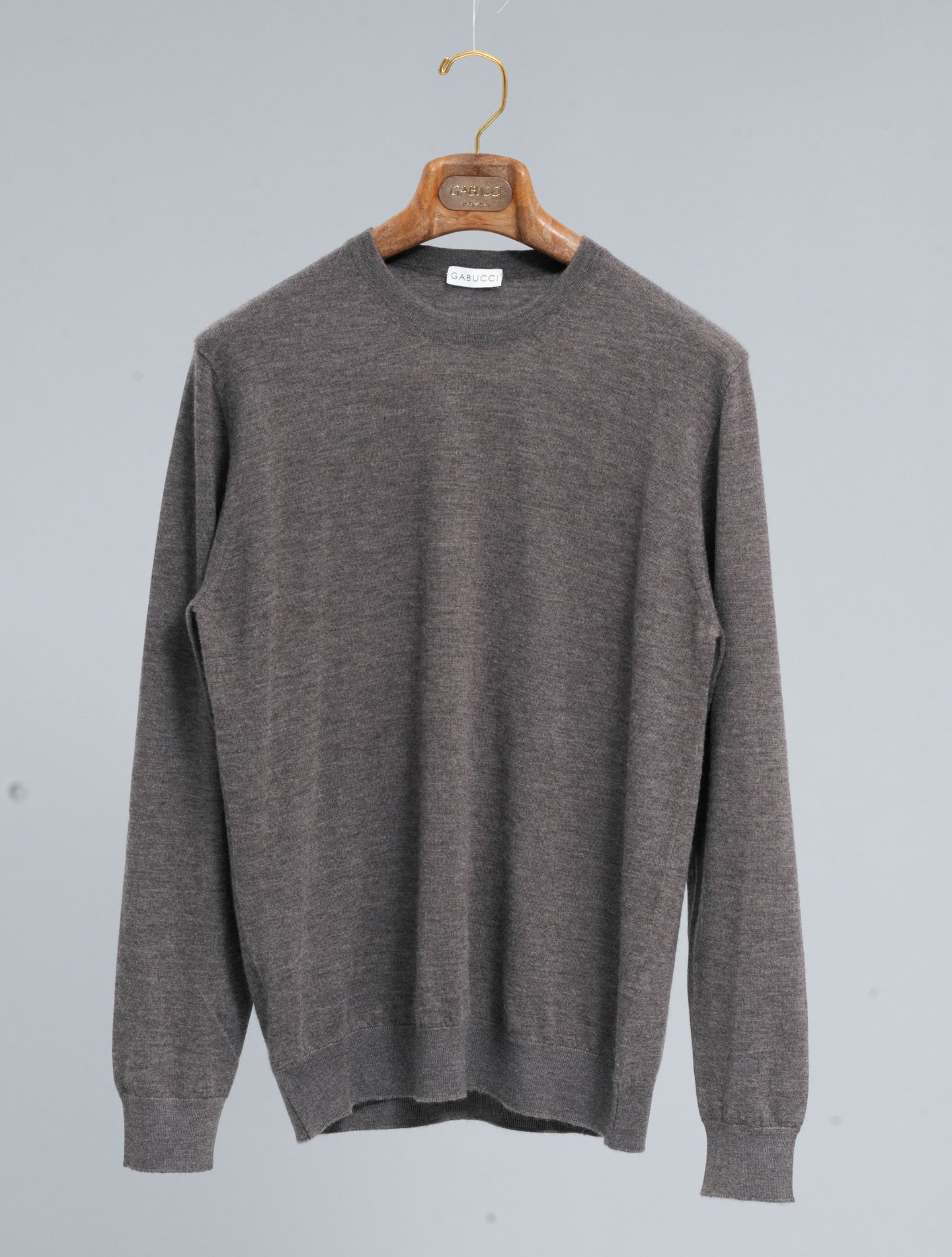 Fine Knitted Cashmere Crewneck Taupe Gabucci Knitwear 48
