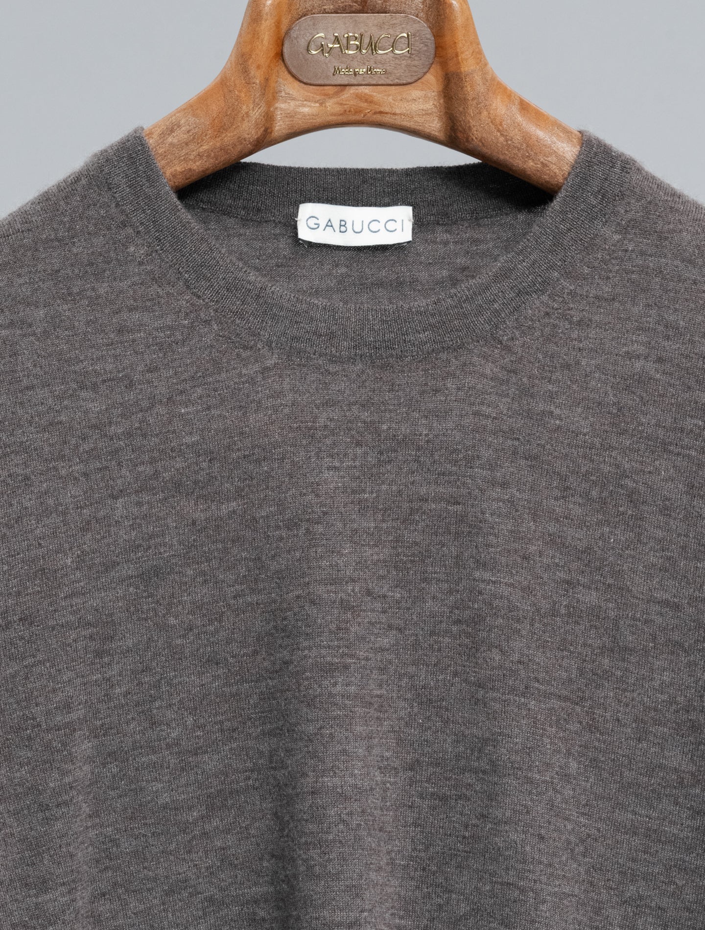 Fine Knitted Cashmere Crewneck Taupe Gabucci Knitwear 48