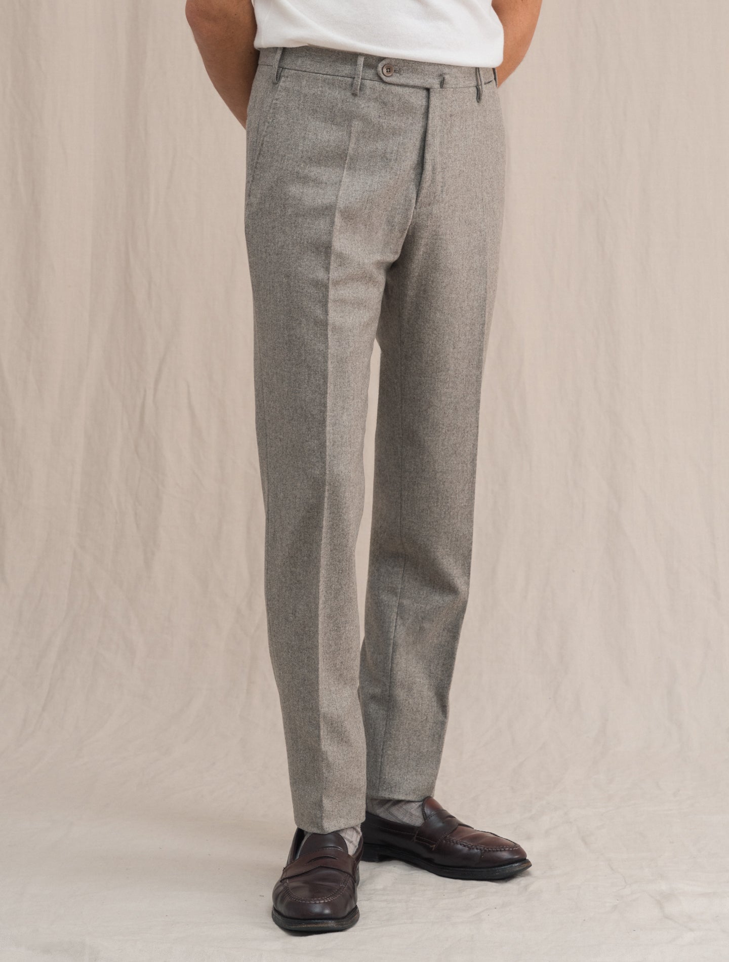 Flannel Regular Fit Trousers Greige Incotex Trousers Gabucci