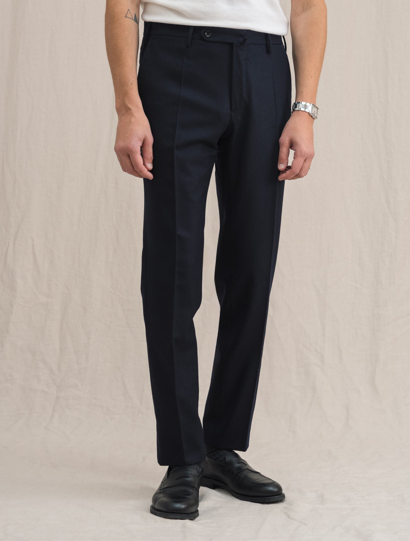 Flannel Regular Fit Trousers Navy Incotex Trousers Gabucci