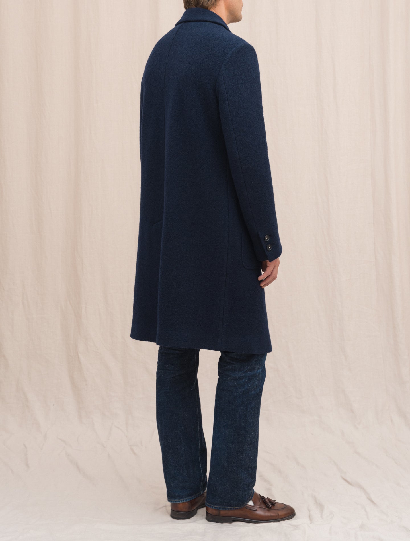 Florio Boiled Wool Coat Navy Massimo Alba Outerwear Gabucci